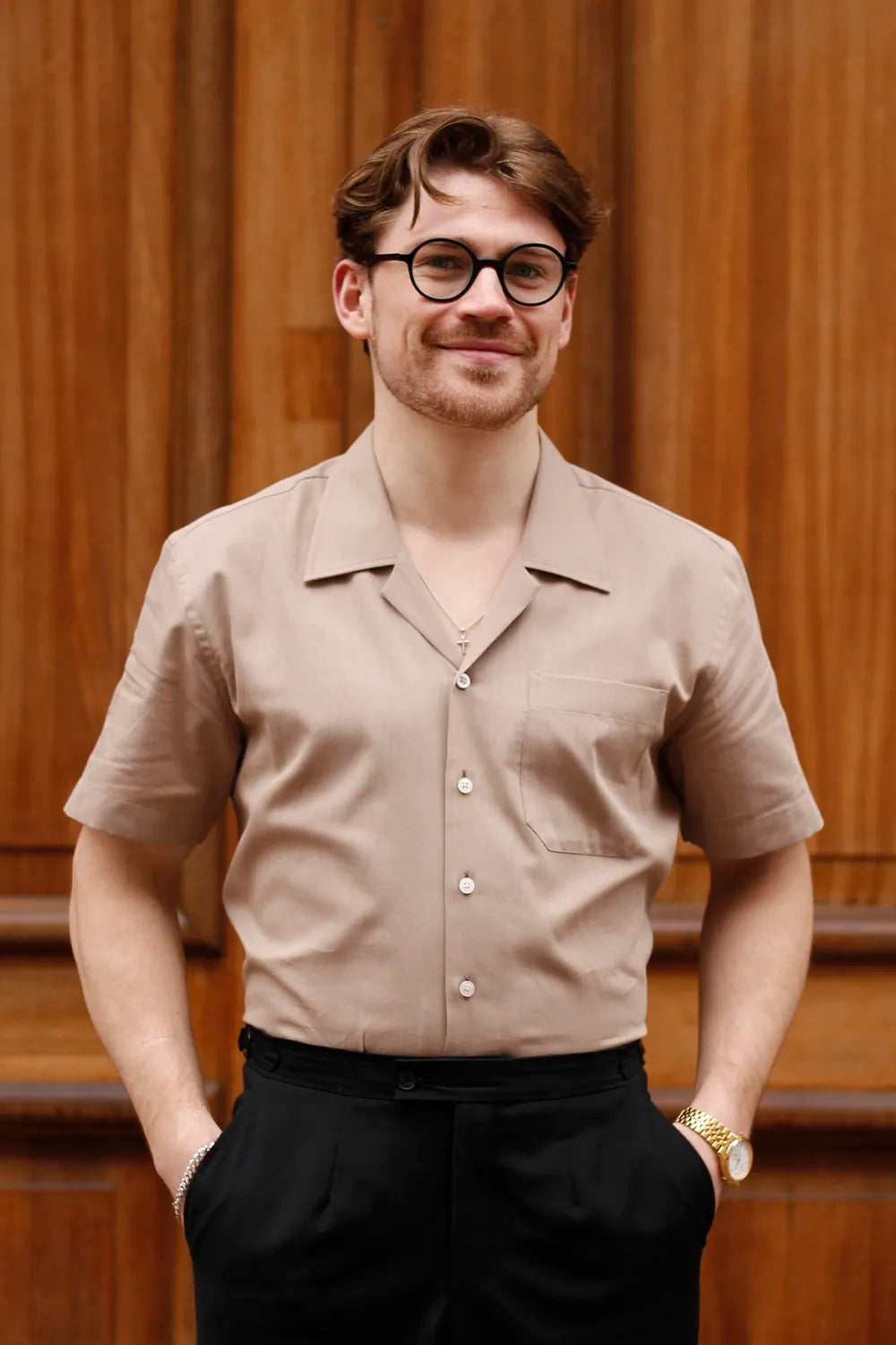 Alen - Bomuld - Kortærmet - Sand - Revers