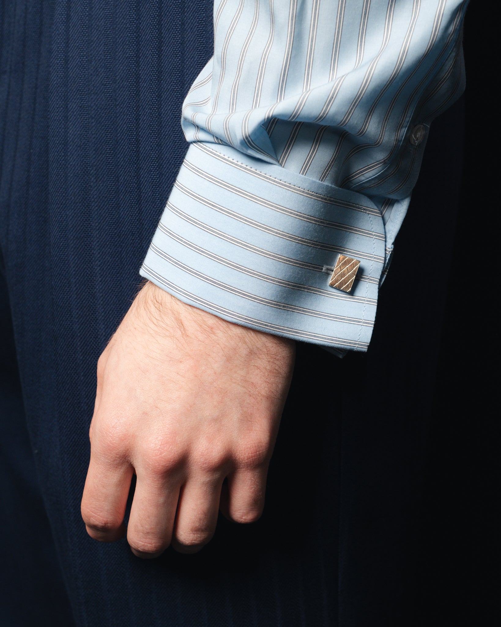Ante - Poplin - Cutaway Collar - Light Blue Herringbone