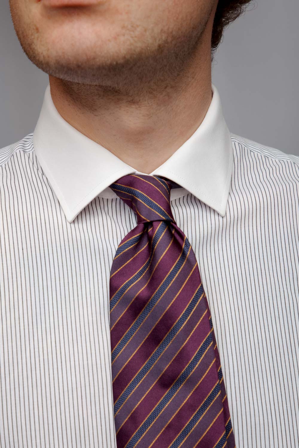 Ante - Poplin - Cutaway krave - Grå Strib