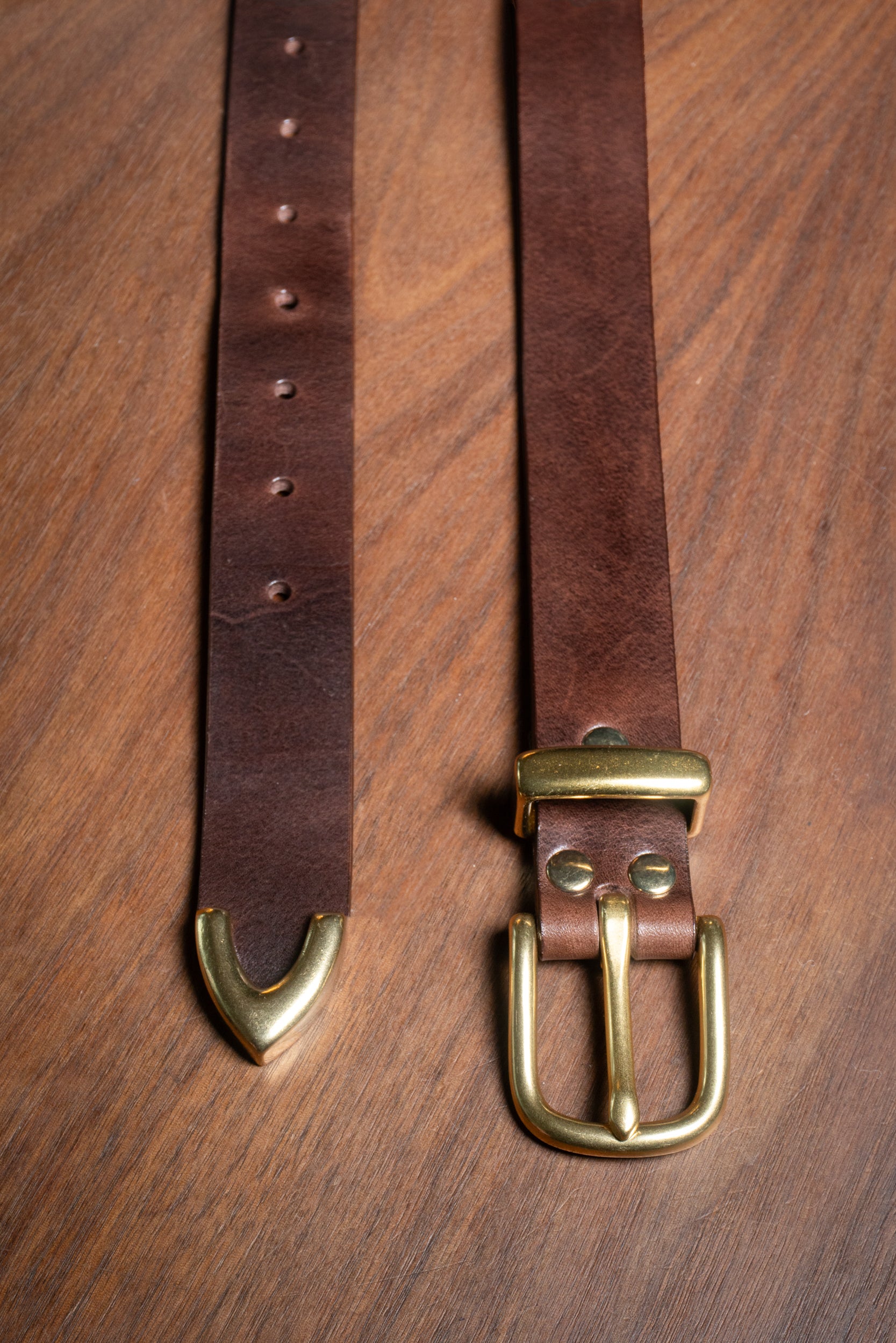Belt - Metal - Full grain leather - Brown