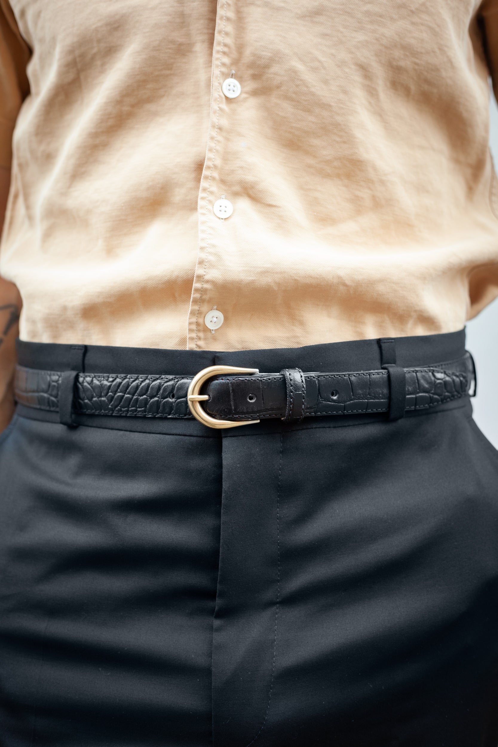 Bælte - Klassisk - Læder - sort croco