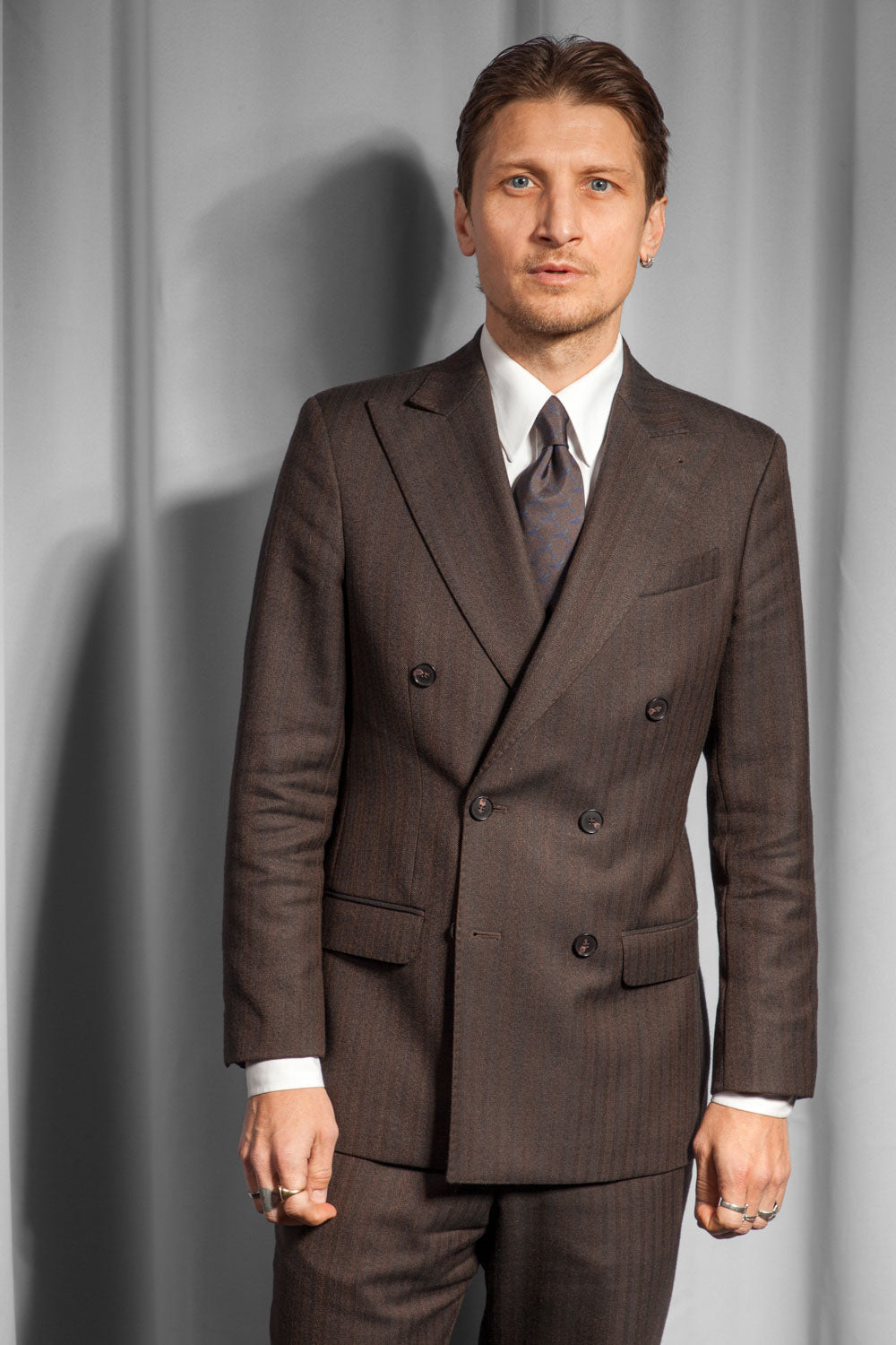 Jakkesæt - Uld - Standeven - Brun heritage