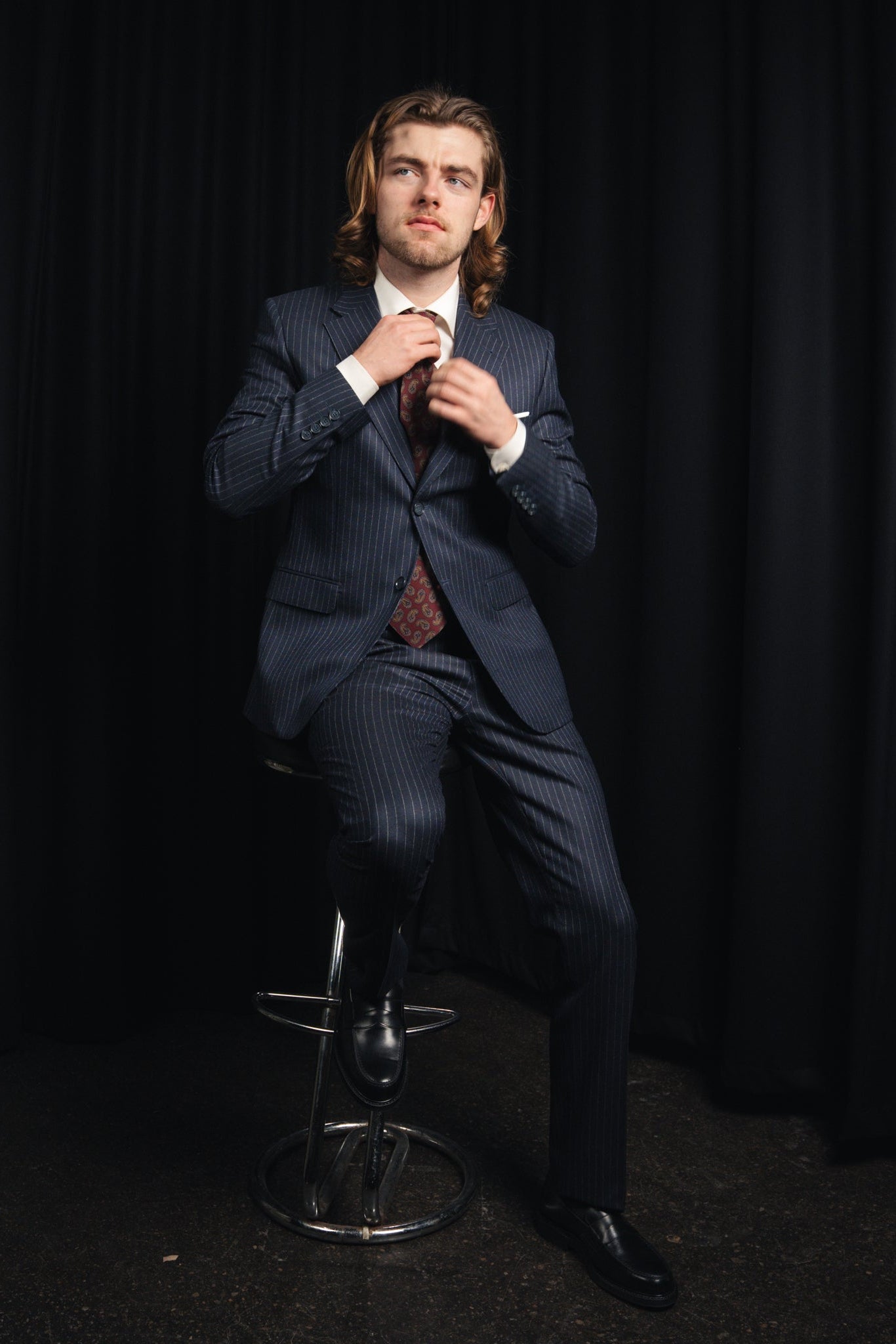 The Classic - Enkeltradet - Flannel - Navy Pinstripe