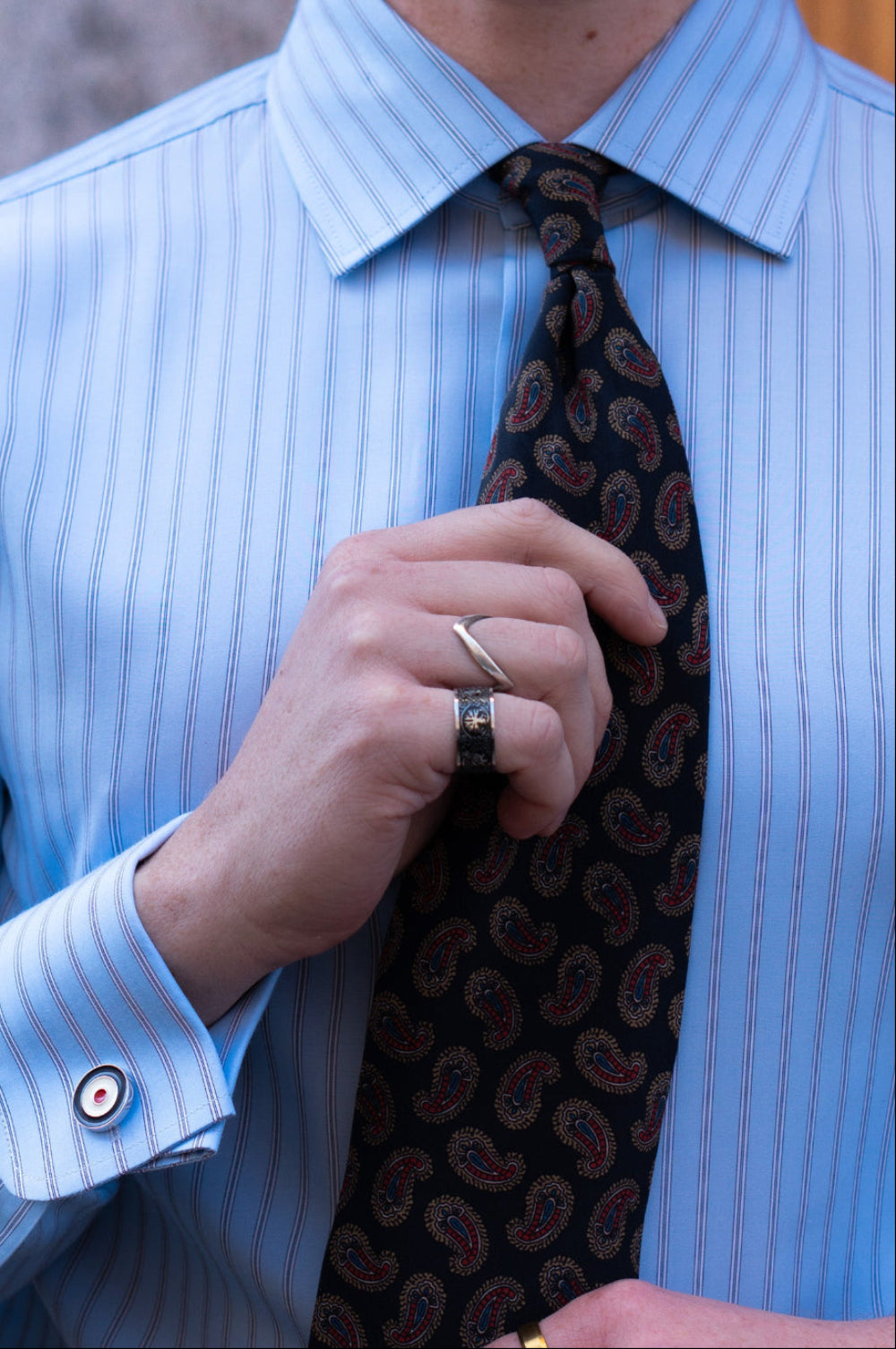 Ante - Poplin - Cutaway Krave - Lyseblå dobbelt strip