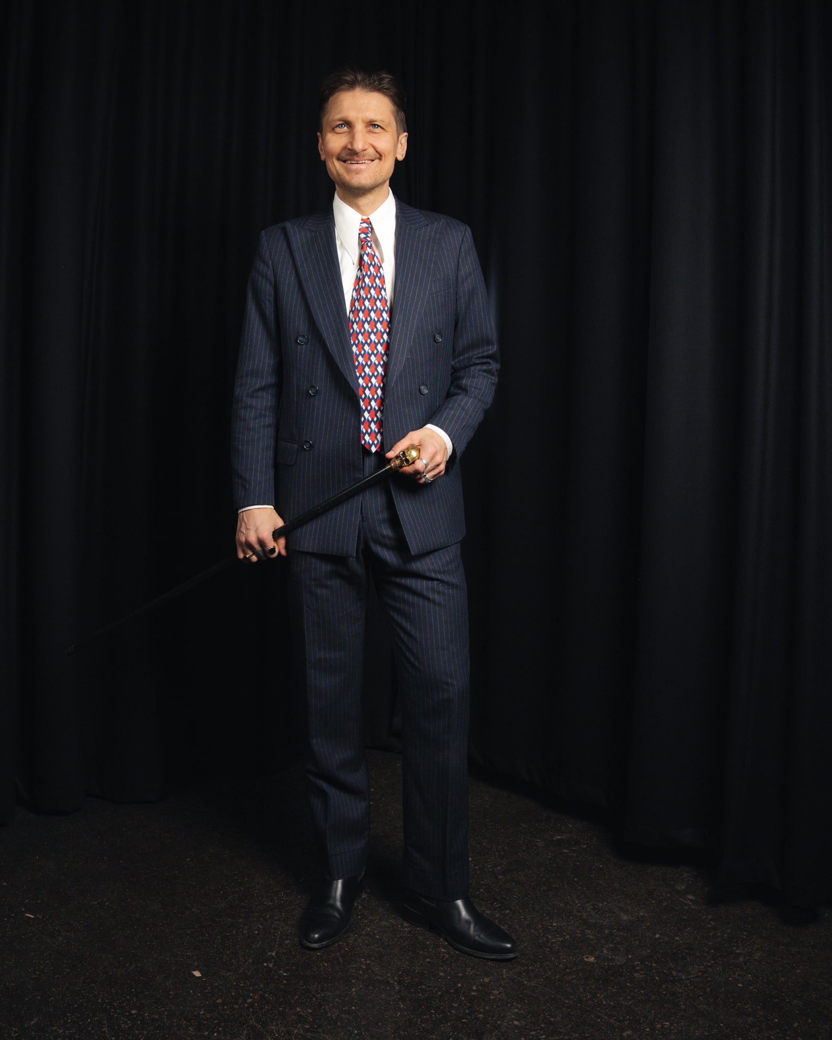 The Classic - Dobbeltradet - Flannel - Navy Pinstripe
