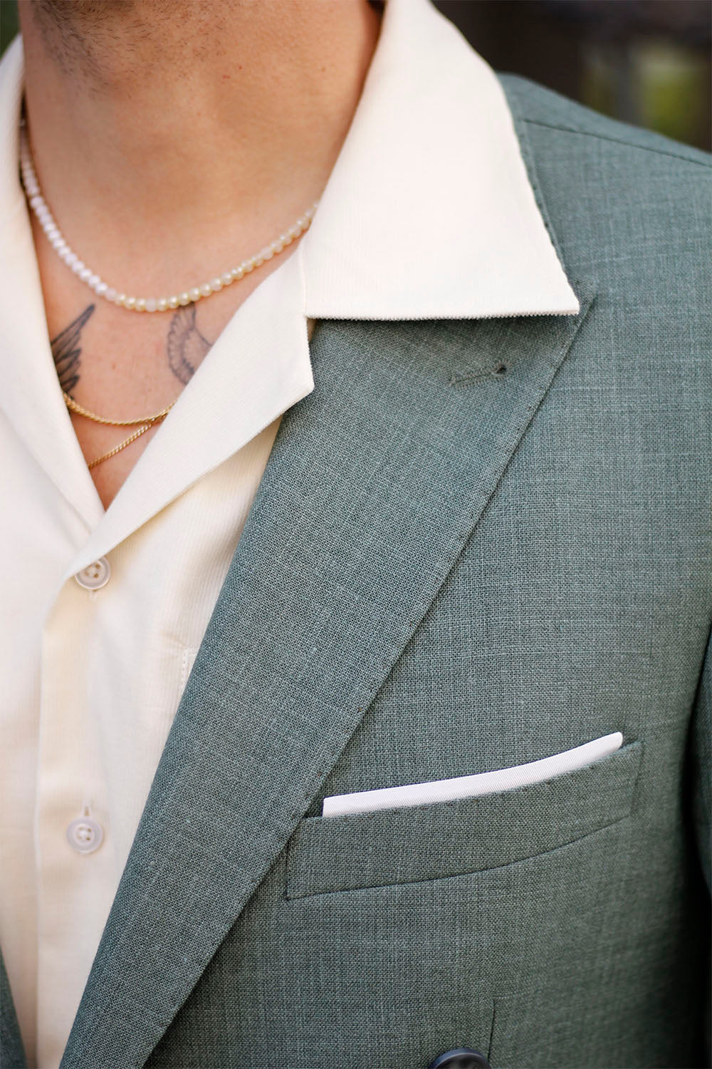 Jakkesæt - Dobbeltradet - Uld/Hør - Lysegrøn