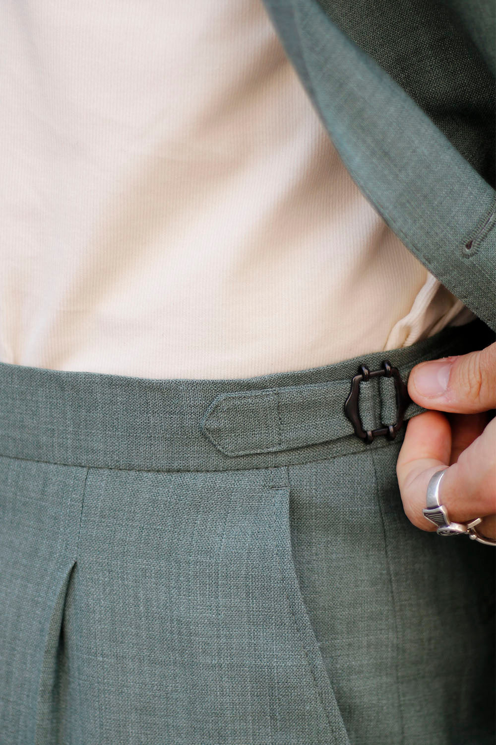 Jakkesæt - Dobbeltradet - Uld/Hør - Lysegrøn