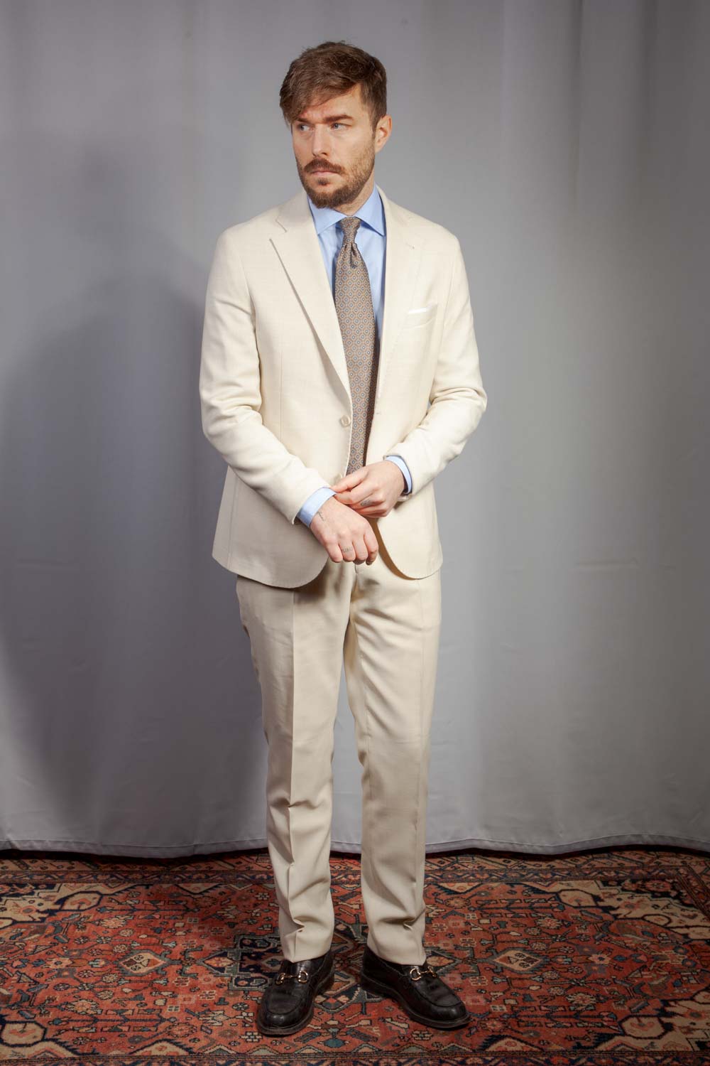 Jakkesæt - Enkeltradet - Uld/Hør - Elfenben