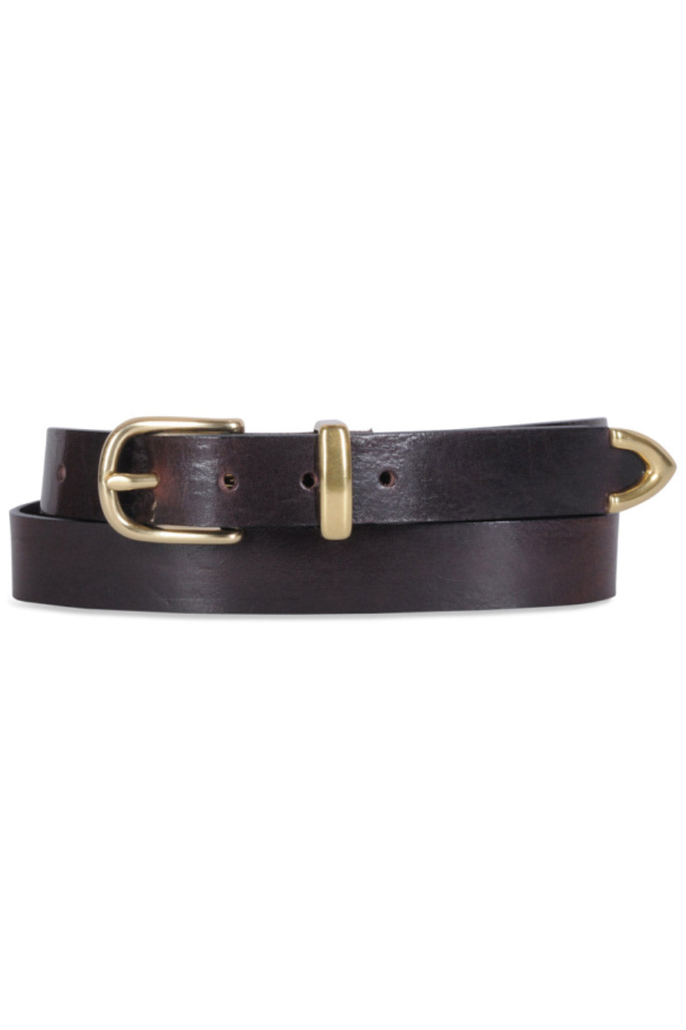 Belt - Metal - Full grain leather - Brown