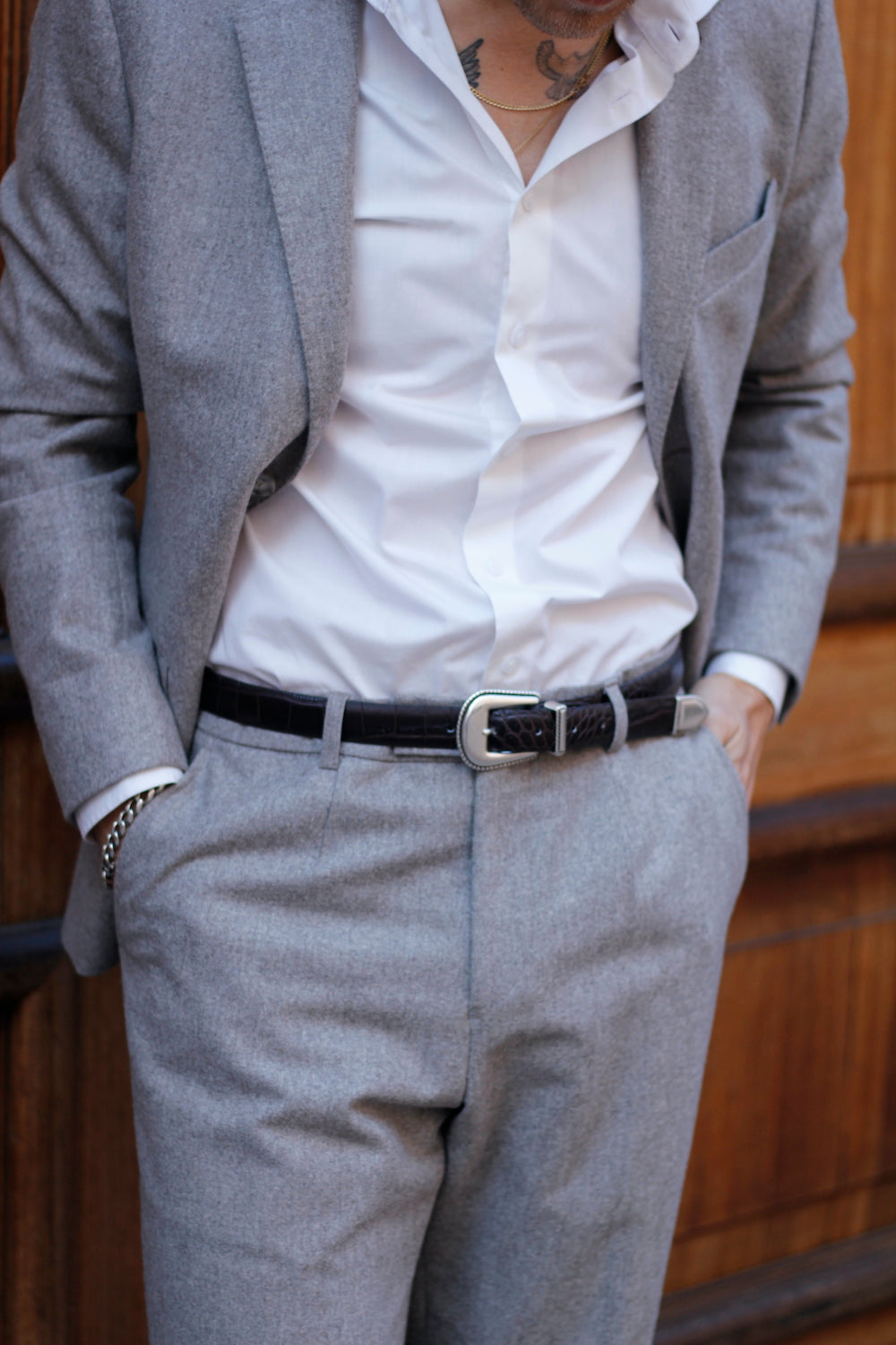 Belt - Croco - leather - Brown