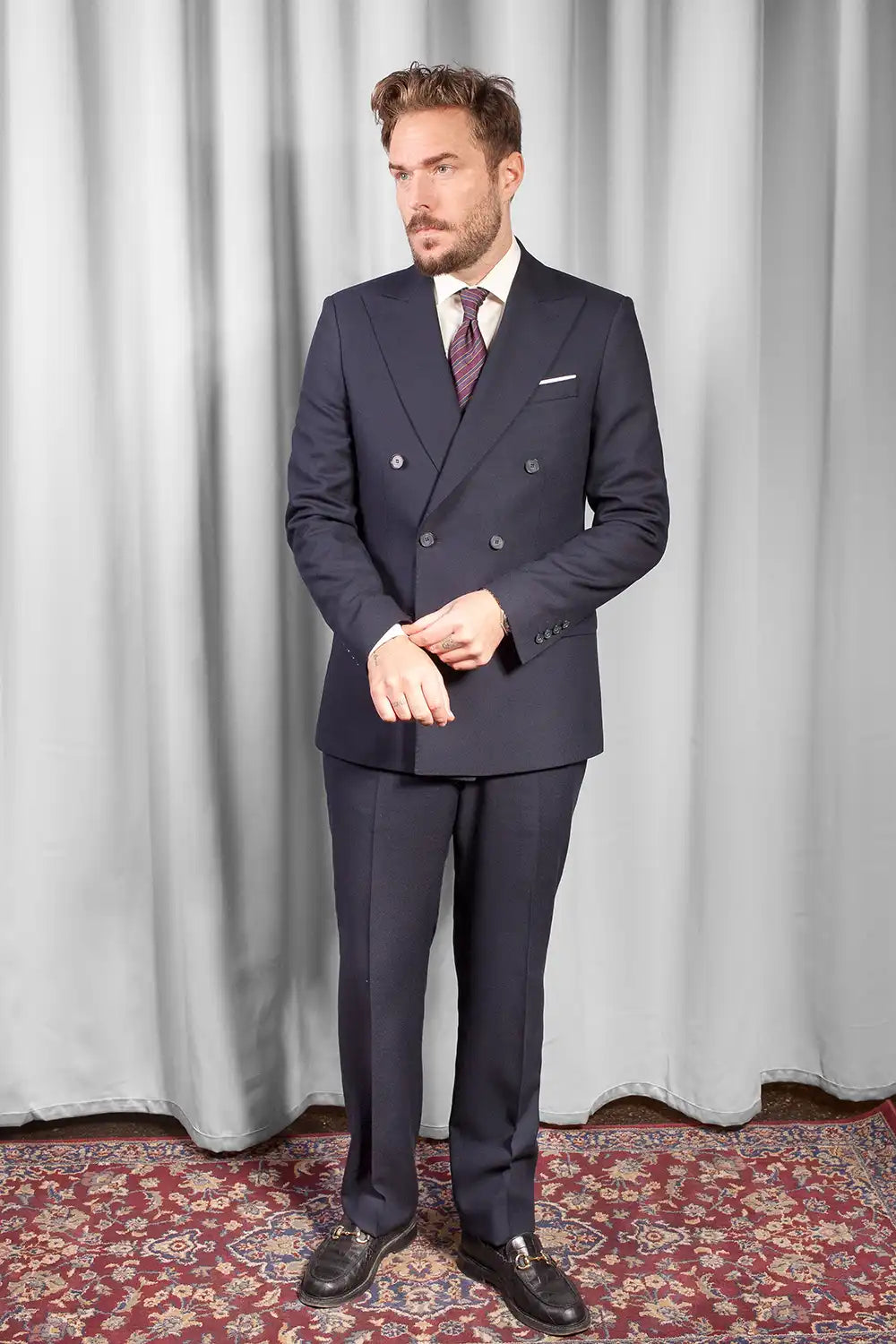 Jakkesæt – Dobbeltradet - 4ply Uld – Rogna - Navy