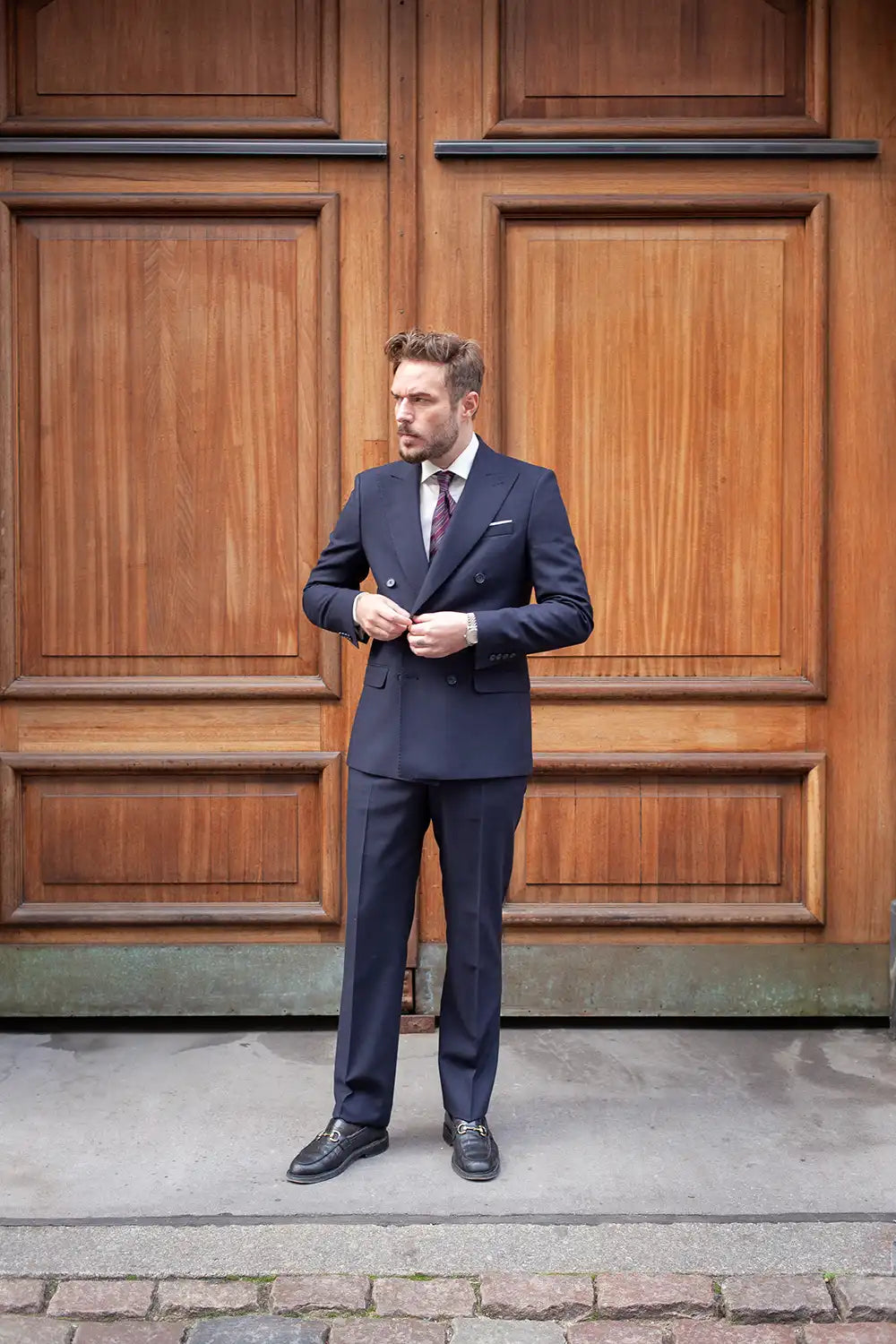 Jakkesæt – Dobbeltradet - 4ply Uld – Rogna - Navy