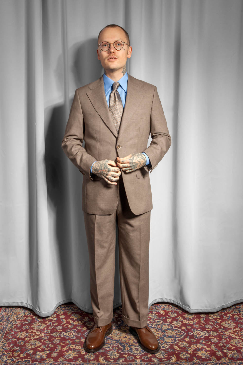 Jakkesæt – Enkeltradet - 4ply Uld - Rogna - Sand