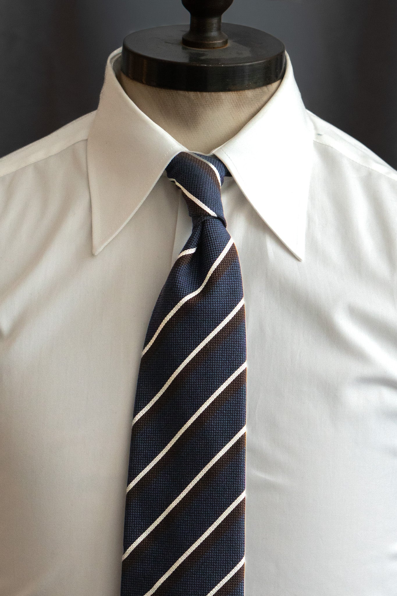 Tie - Silk - Navy striped - Italian