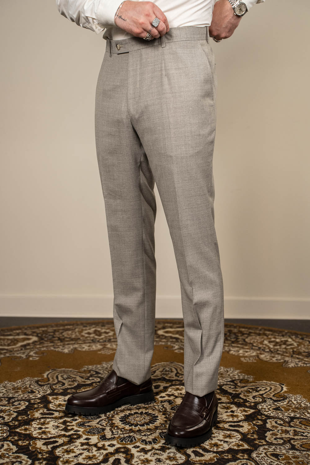 Jakkesæt – Enkeltradet - Uld - VBC - Sand Melange