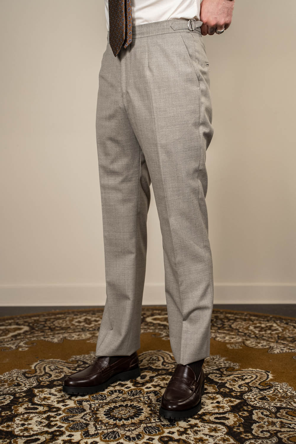 Jakkesæt – Dobbeltradet - Uld – VBC - Sand Melange