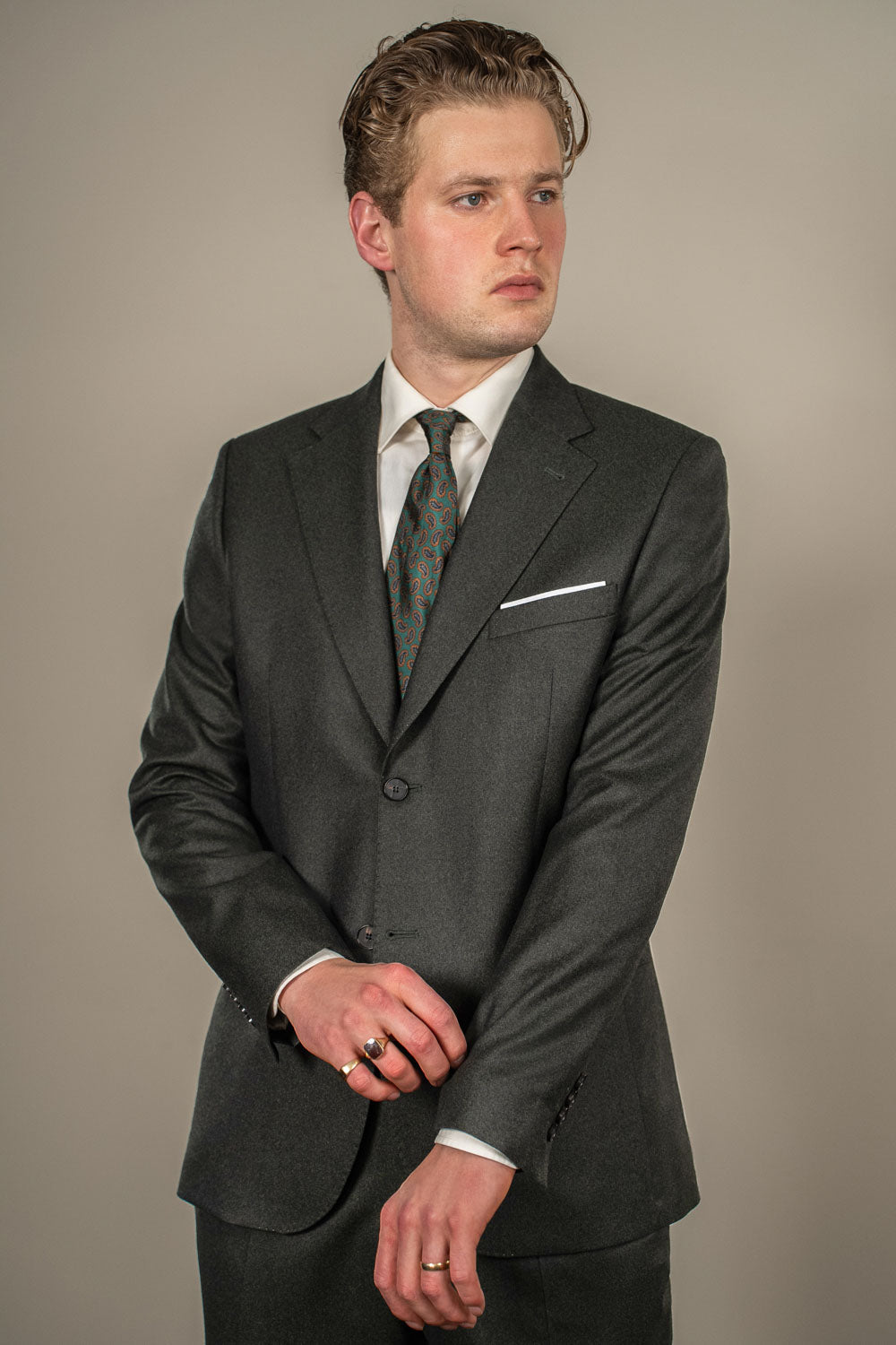 Jakkesæt – Enkeltradet - Uld - VBC - Grøn Flannel