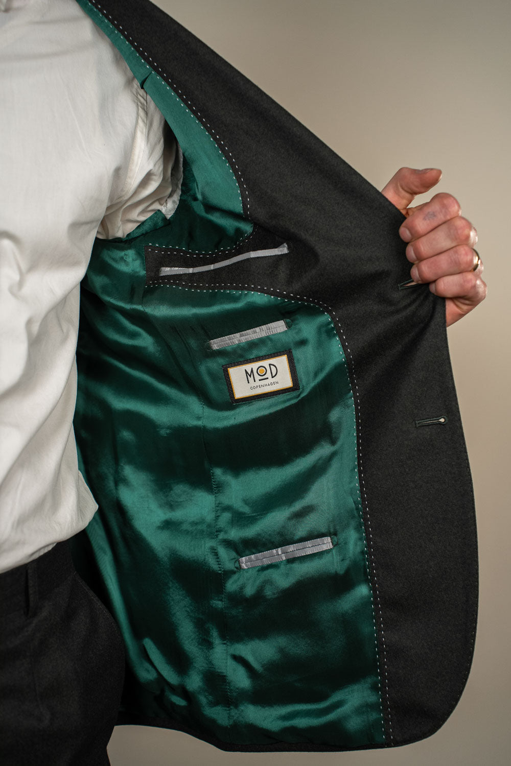 Jakkesæt – Enkeltradet - Uld - VBC - Grøn Flannel