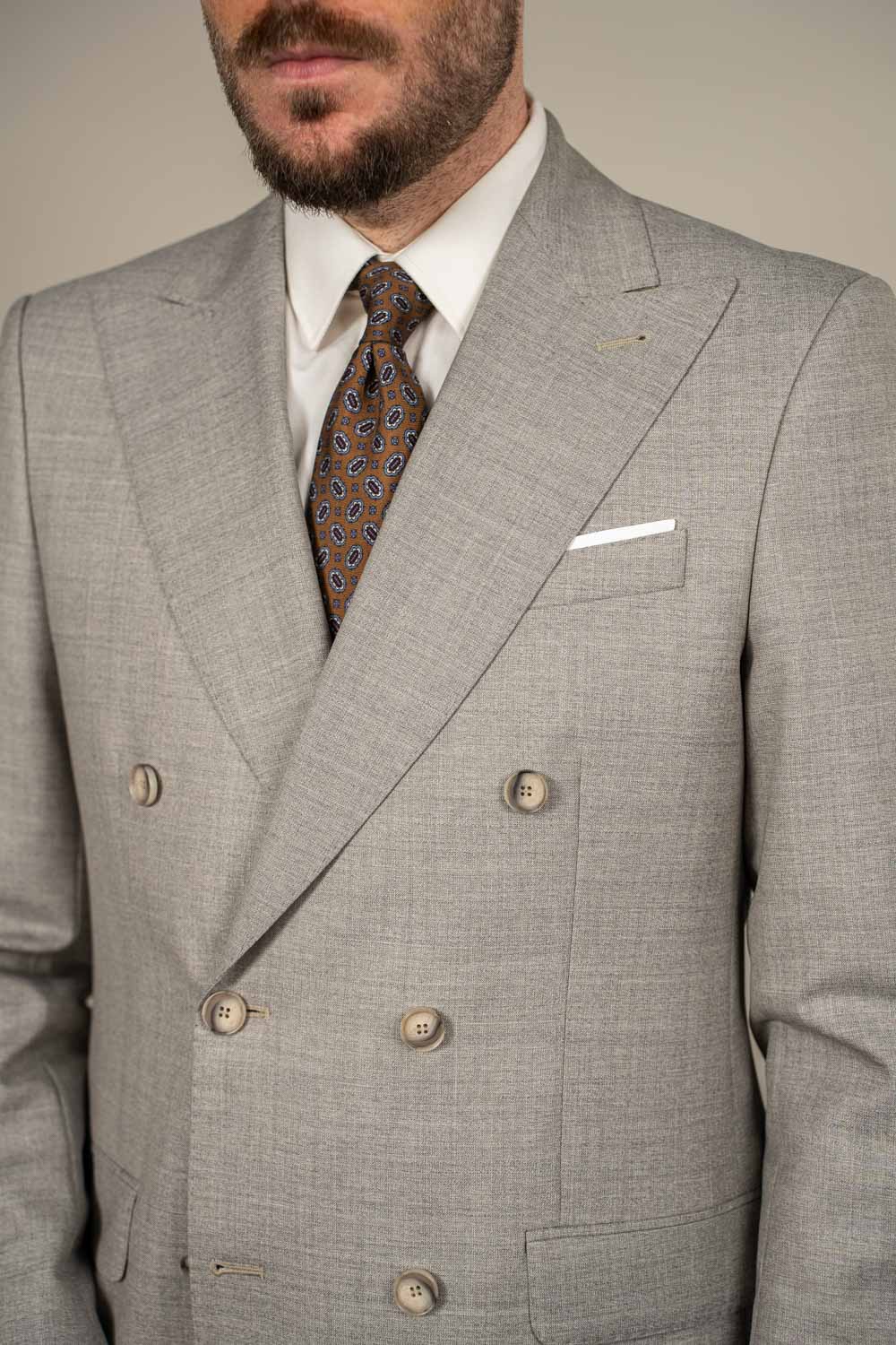 Jakkesæt – Dobbeltradet - Uld – VBC - Sand Melange