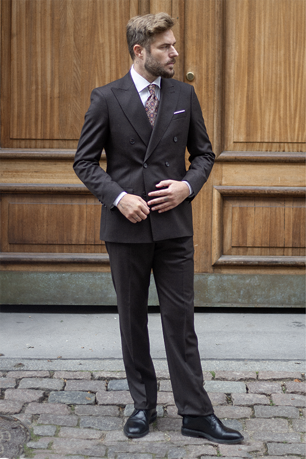 Jakkesæt - Dobbeltradet - VBC - Brun Flannel