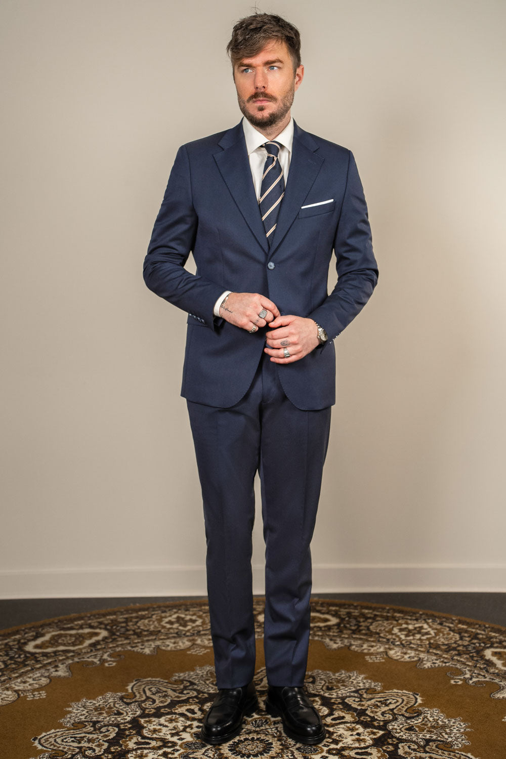 Jakkesæt – Enkeltradet - Uld - Marlane - Navy