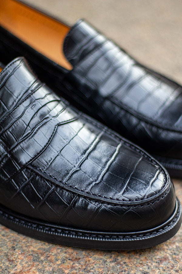 Loafer - The Penny - Læder - Croco sort