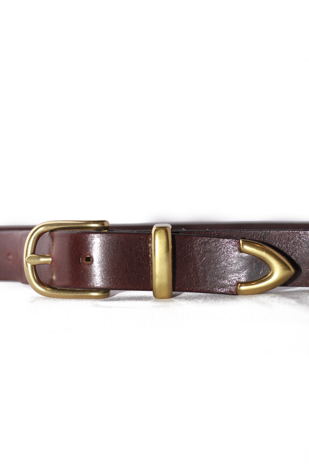 Belt - Metal - Full grain leather - Brown