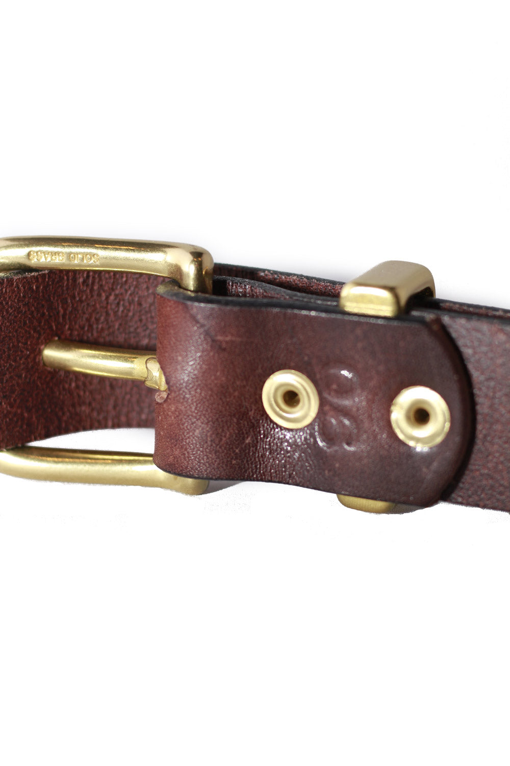 Belt - Metal - Full grain leather - Brown