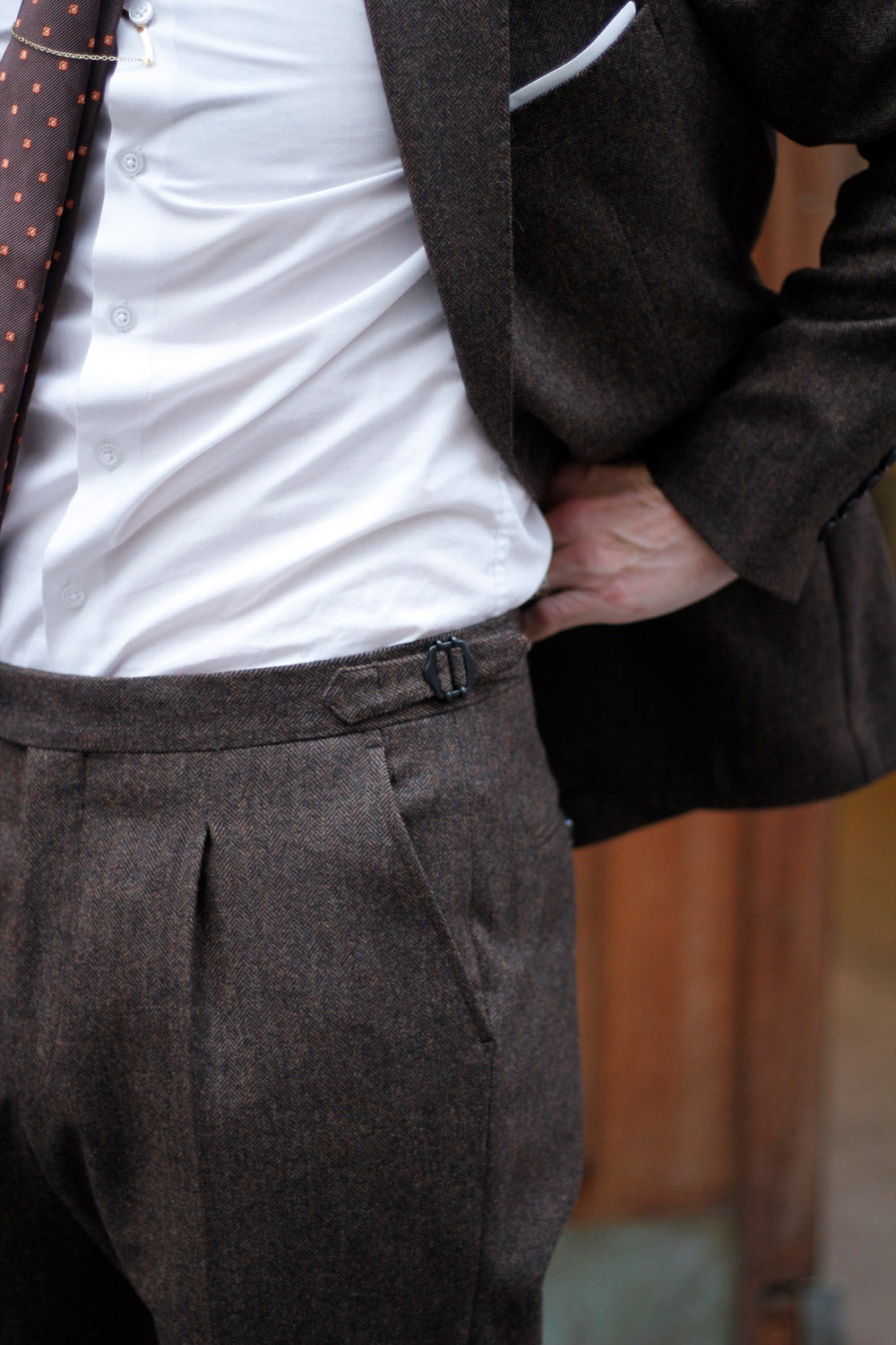 Shelby - Uld - Standeven - Brun Herringbone