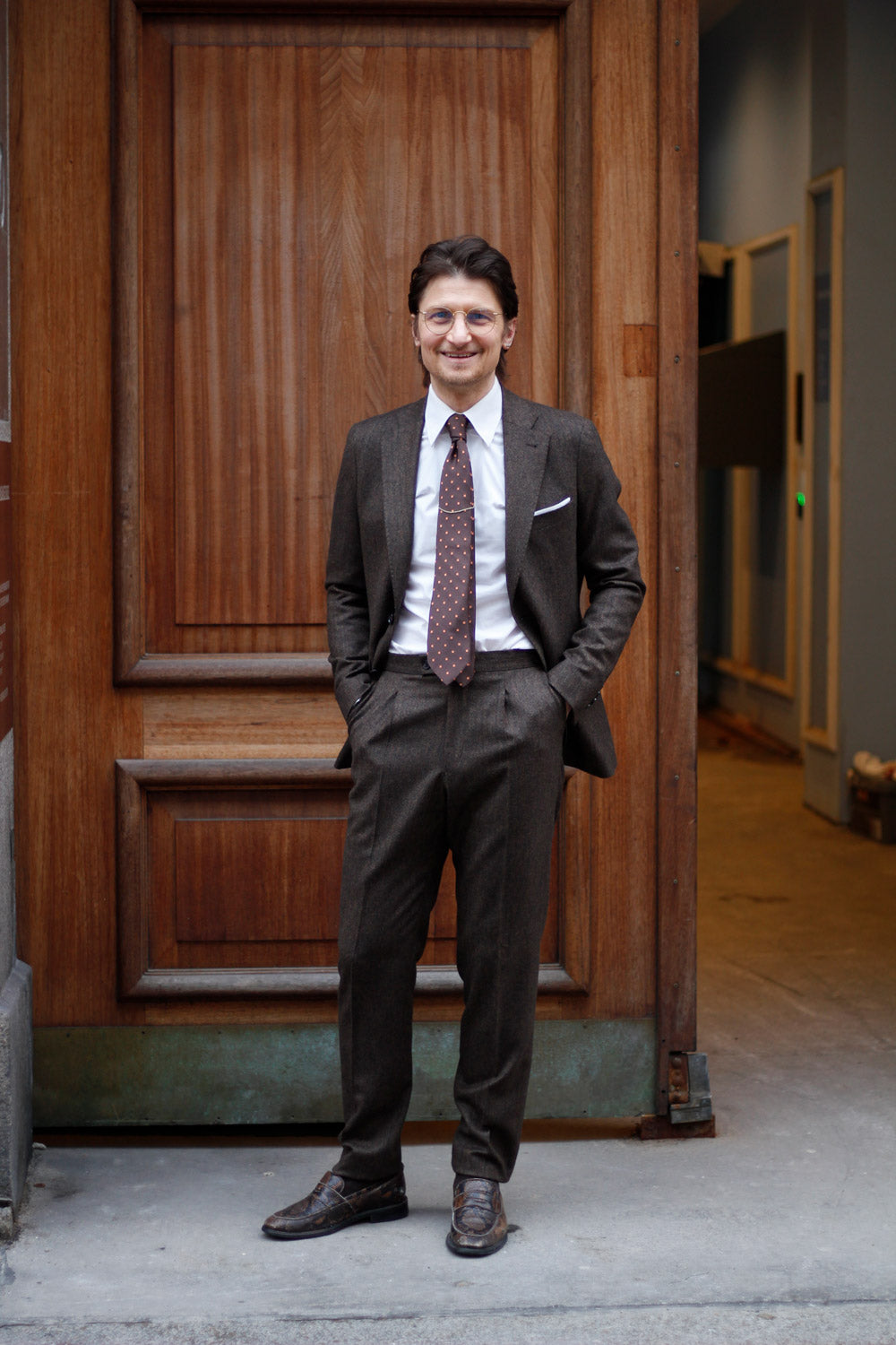 Shelby - Uld - Standeven - Brun Herringbone