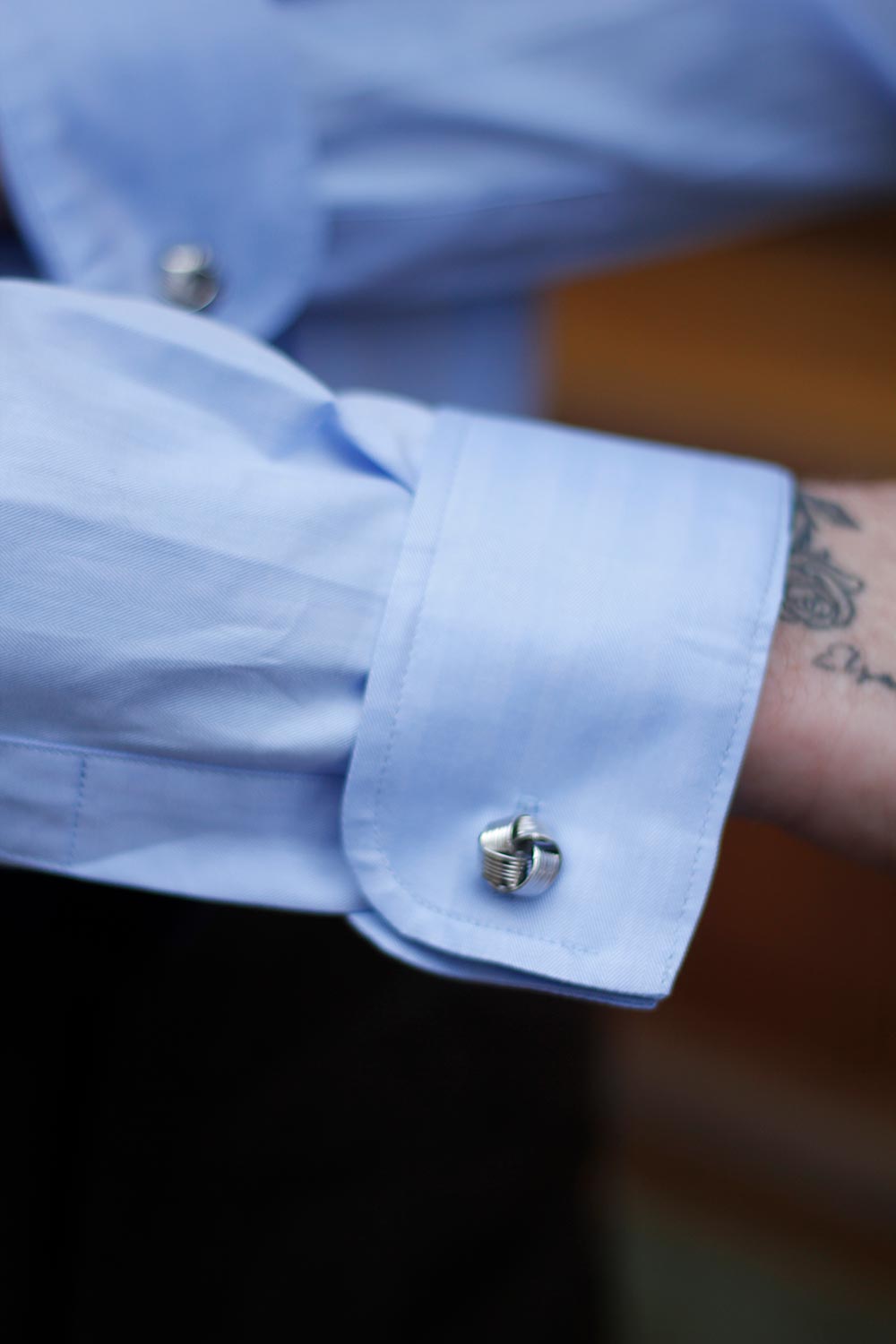 Ante - Poplin - Cutaway Krave - Lyseblå Herringbone