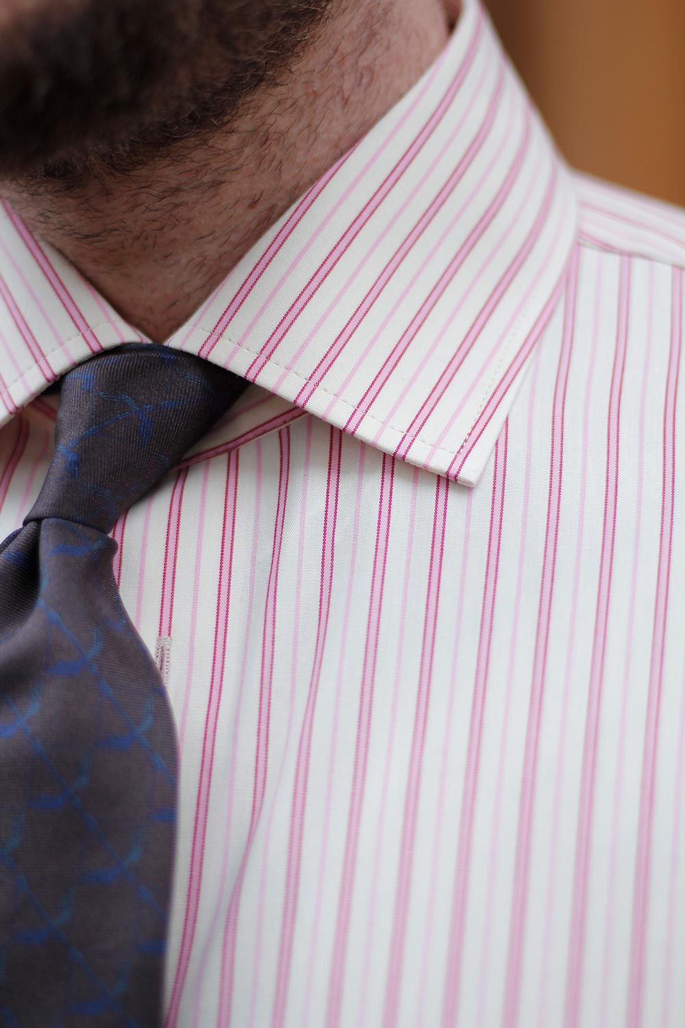 Ante - Poplin - Cutaway Krave - Creme/Lyserød Stribet