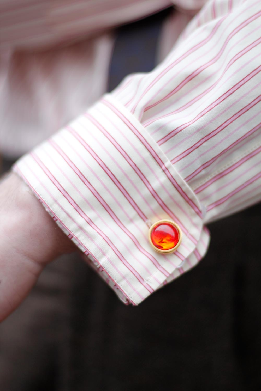 Ante - Poplin - Cutaway Krave - Creme/Lyserød Stribet