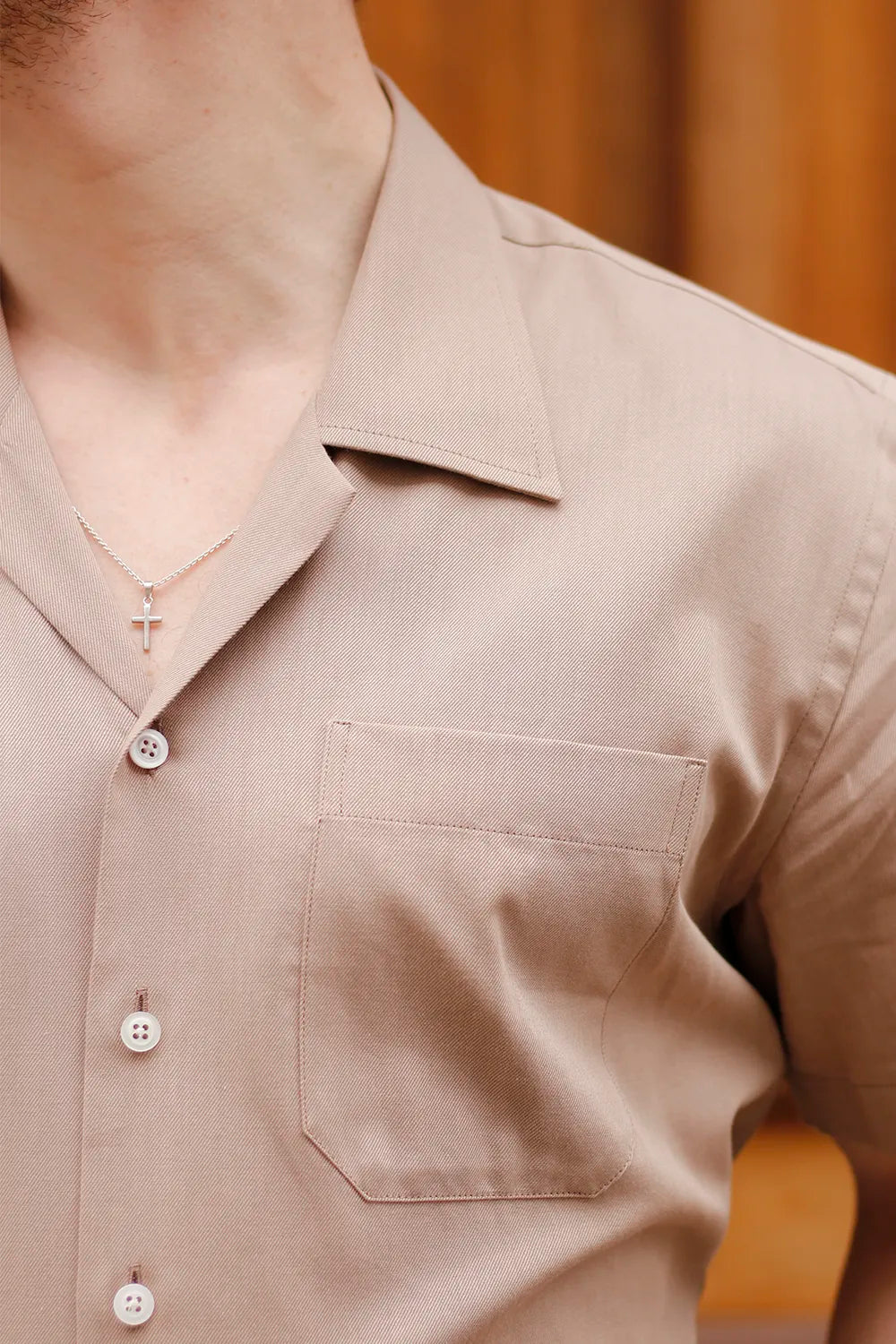 Alen - Bomuld - Kortærmet - Sand - Revers