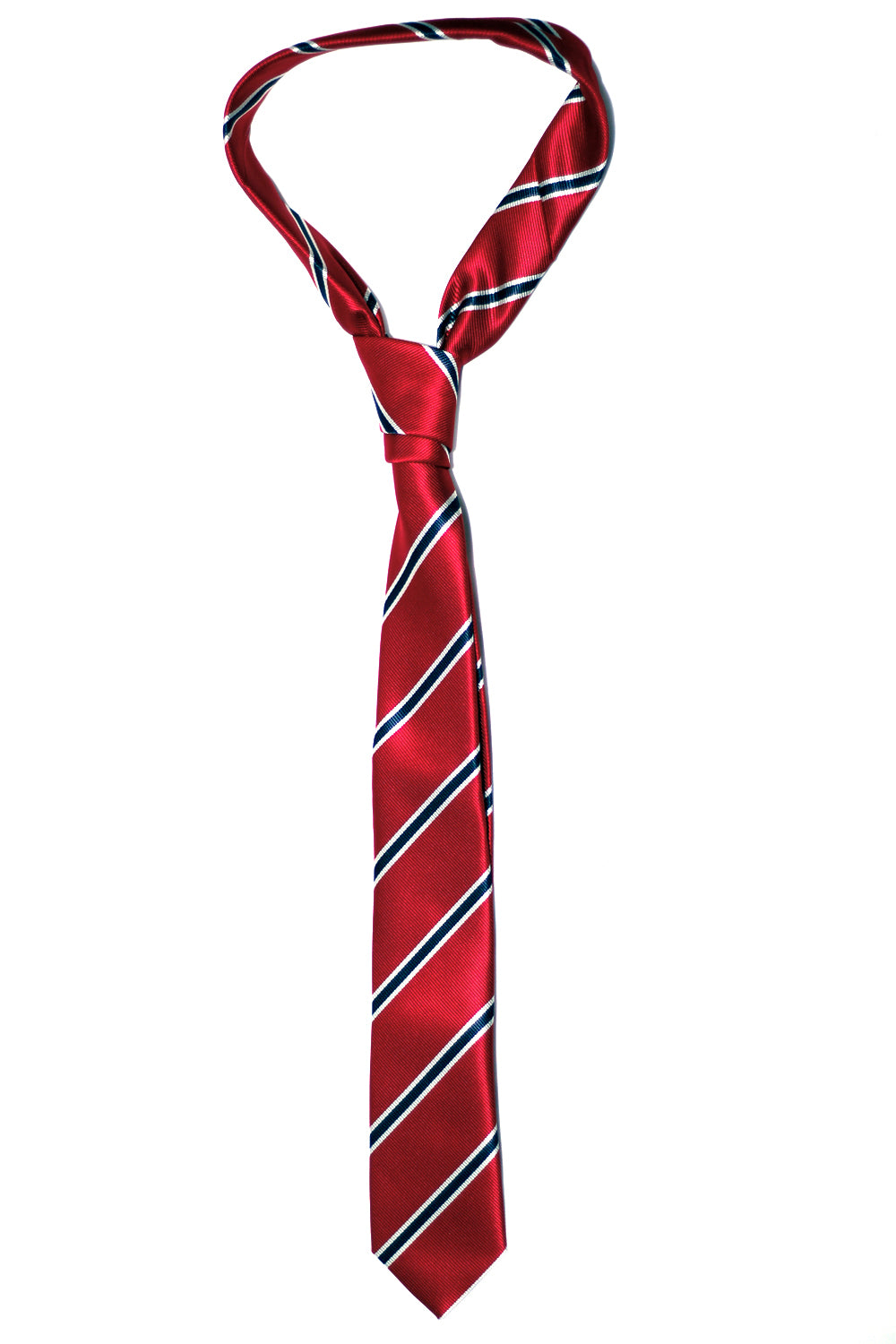 Slips - Satin - Rød/Navy/Hvid - Stribet