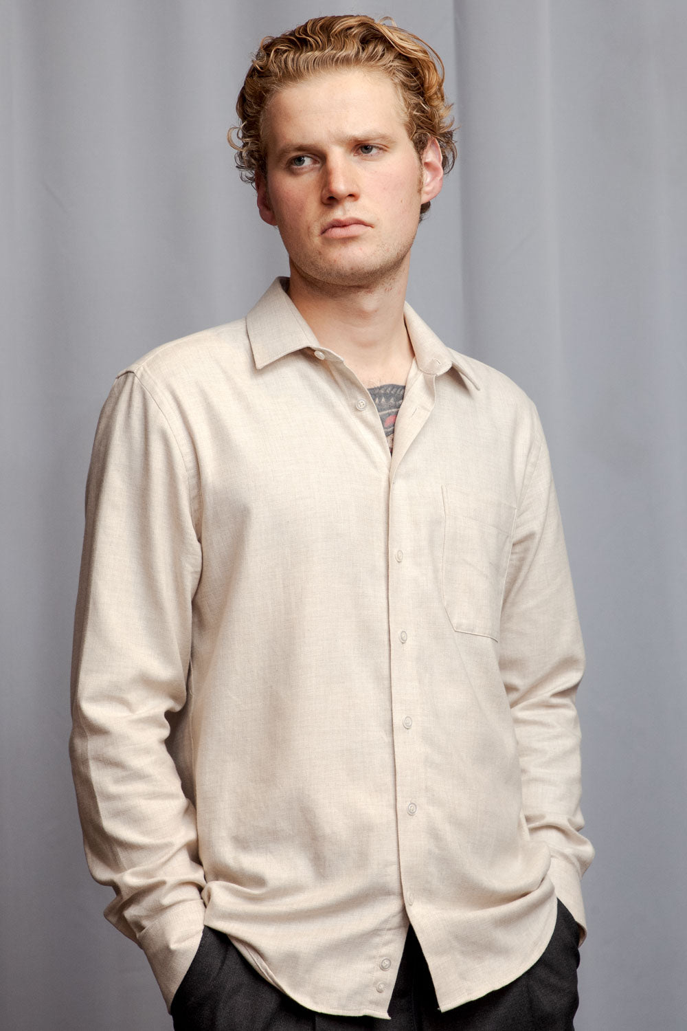 Alen - Classic Collar - Flannel - Beige