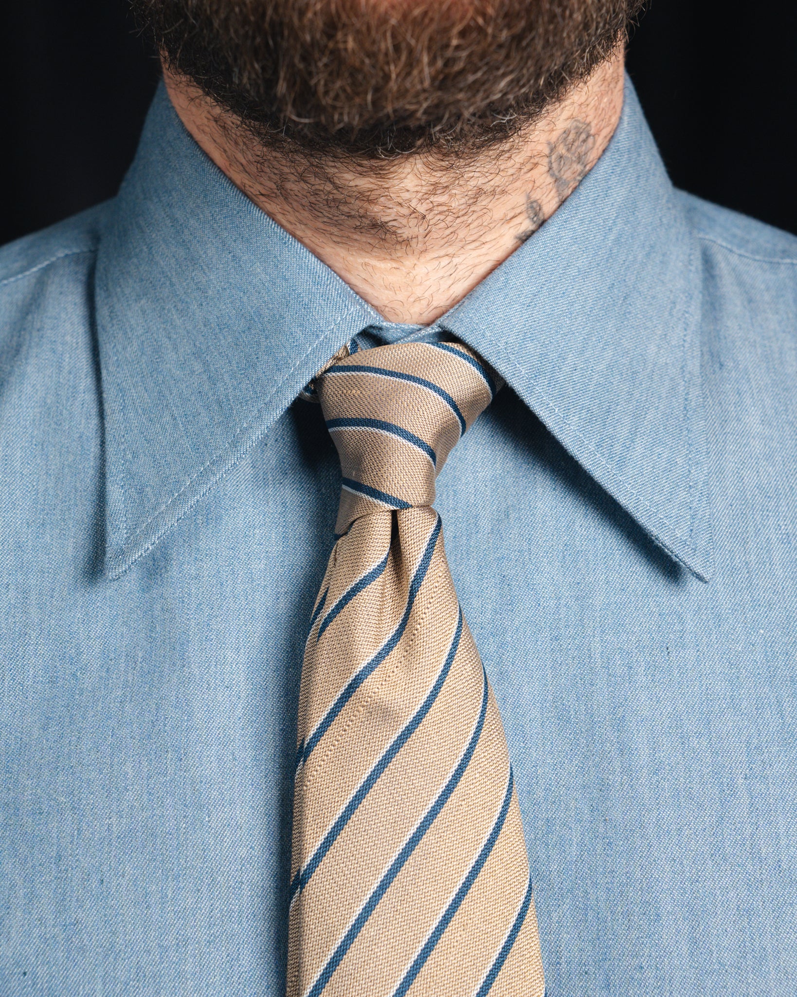 Ante - Poplin - Cutaway Collar - Blue Striped