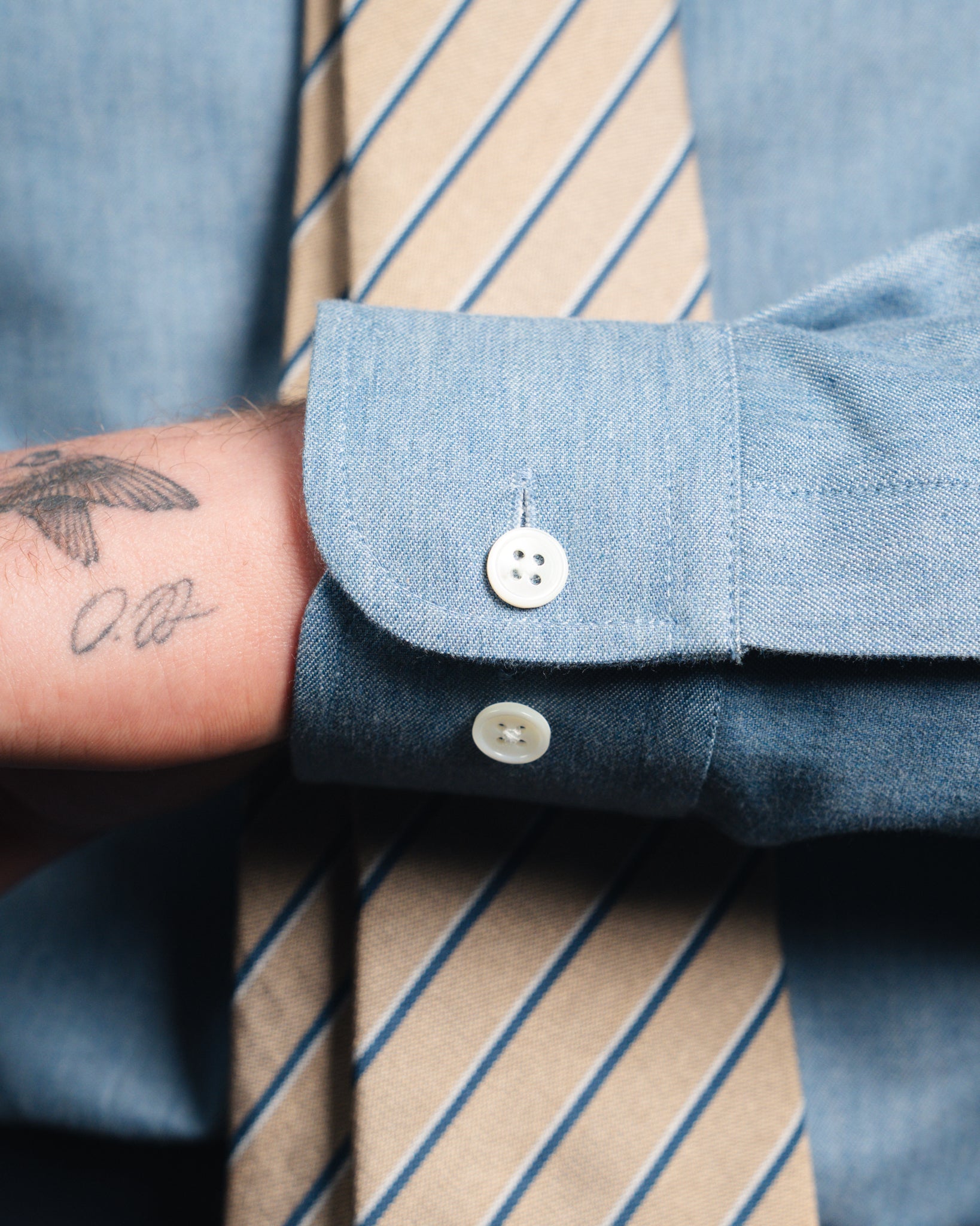 Ante - Poplin - Cutaway Collar - Blue Striped
