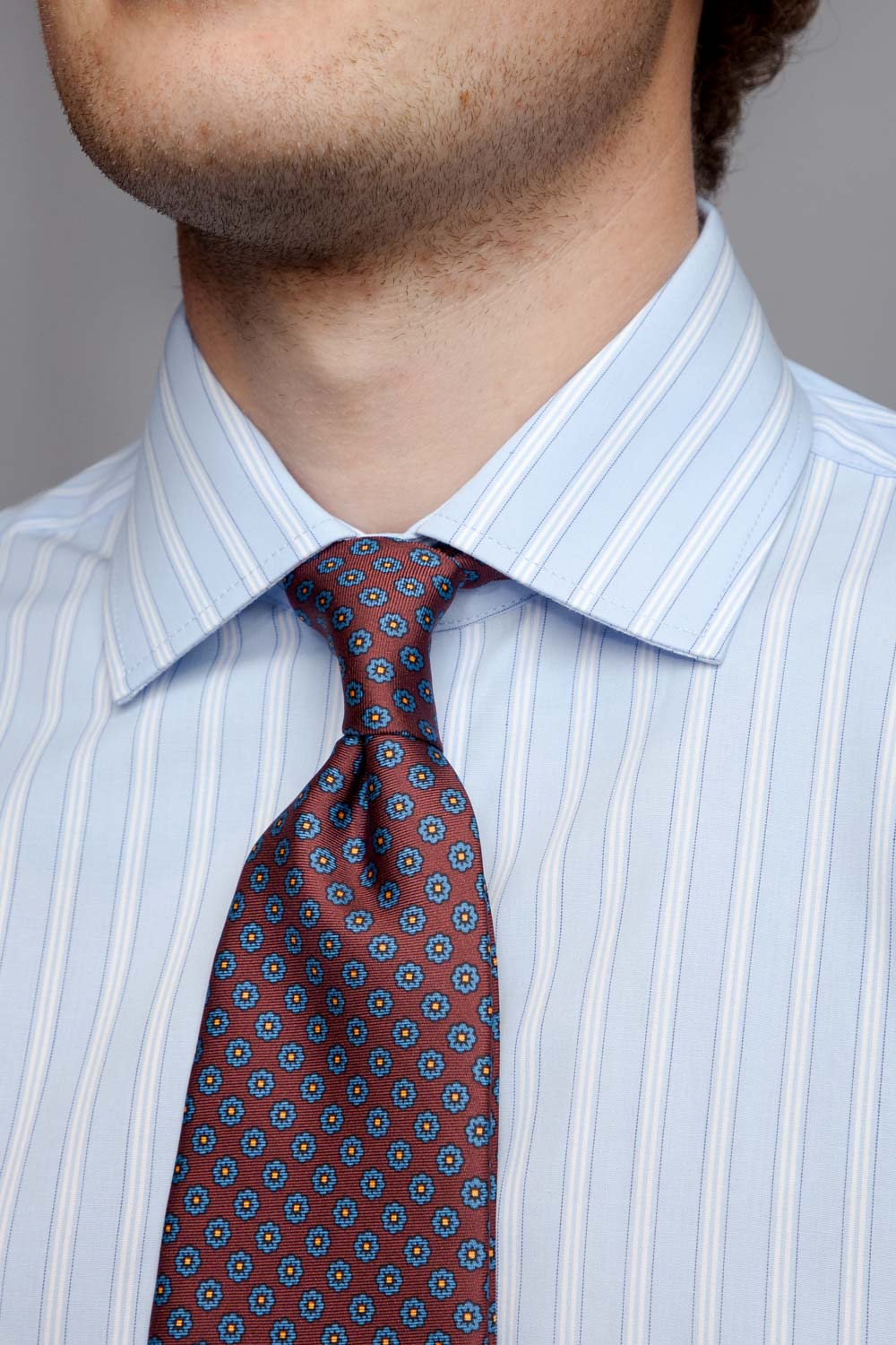 Ante - Poplin - Cutaway Collar - Blue Striped