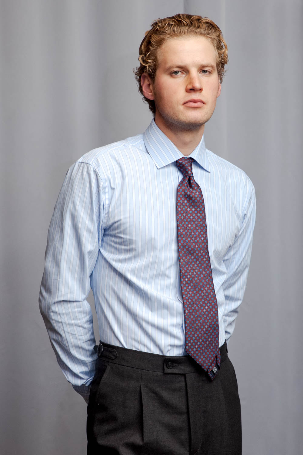 Ante - Poplin - Cutaway Collar - Blue Striped