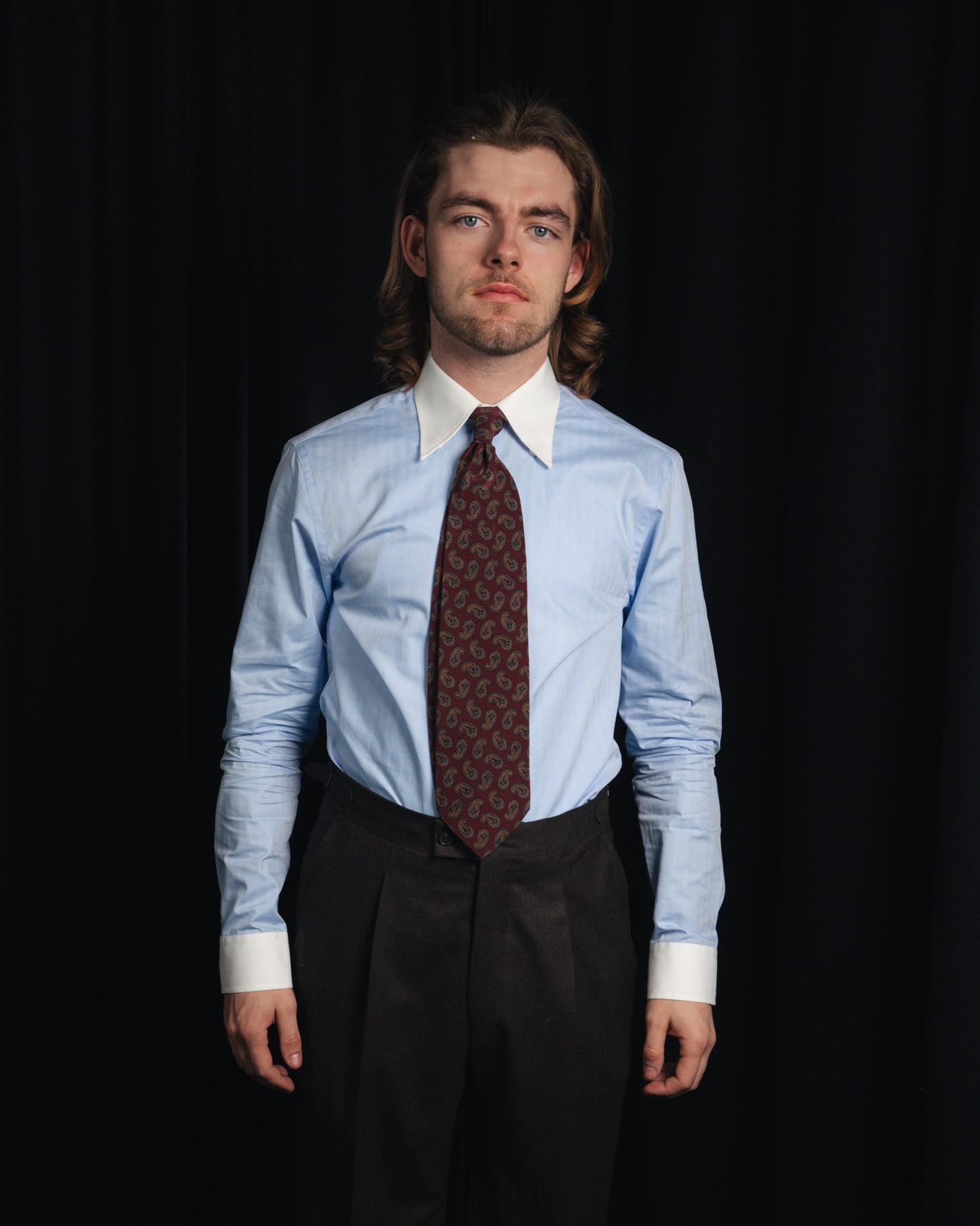 Antun - Poplin - Two Tone - MOD Krave - Lyseblå Herringbone
