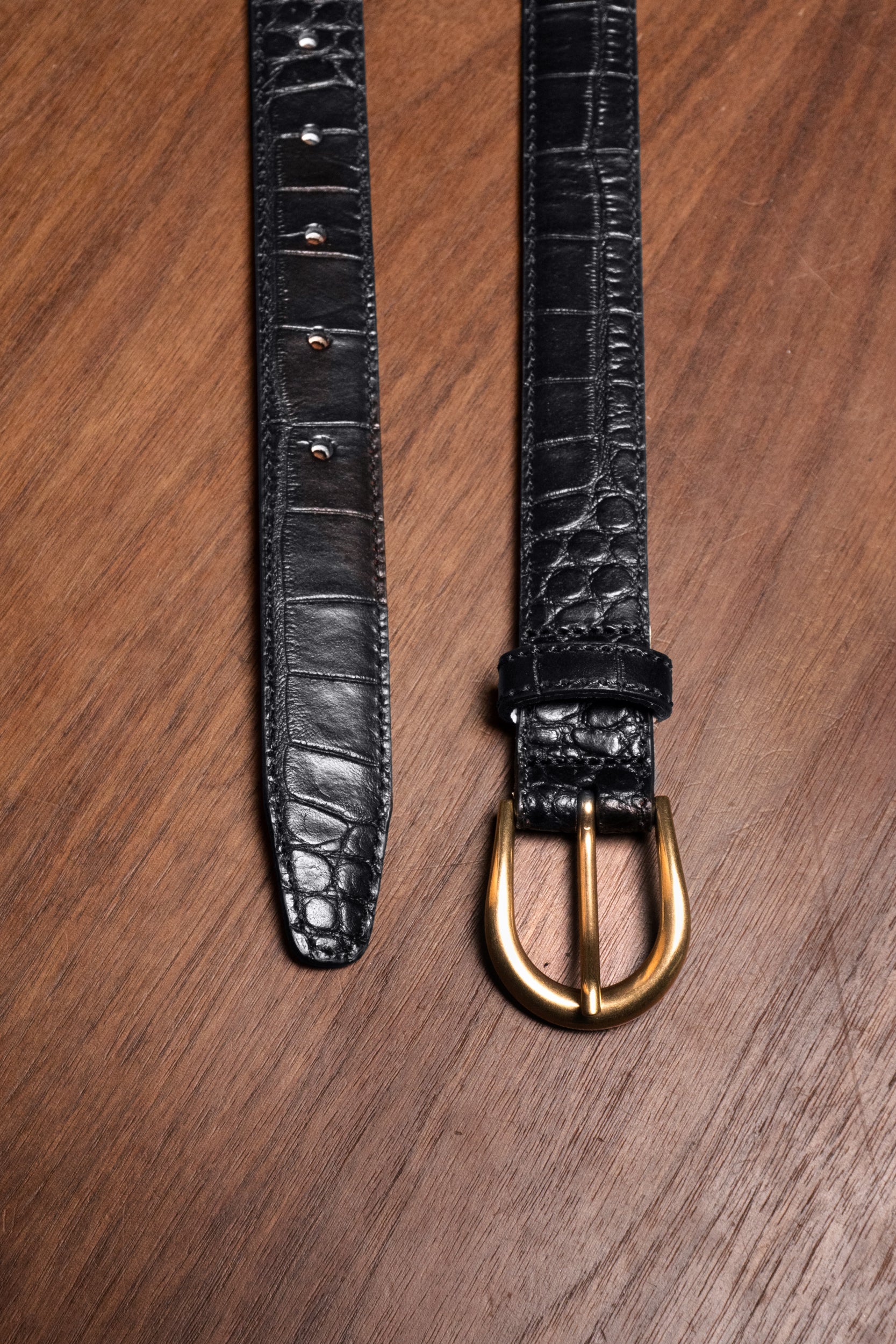 Bælte - Klassisk - Læder - sort croco