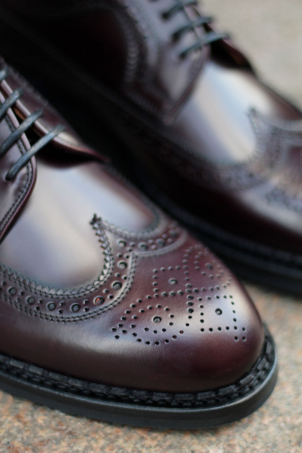 Derby - Brogues - Leather - Plum