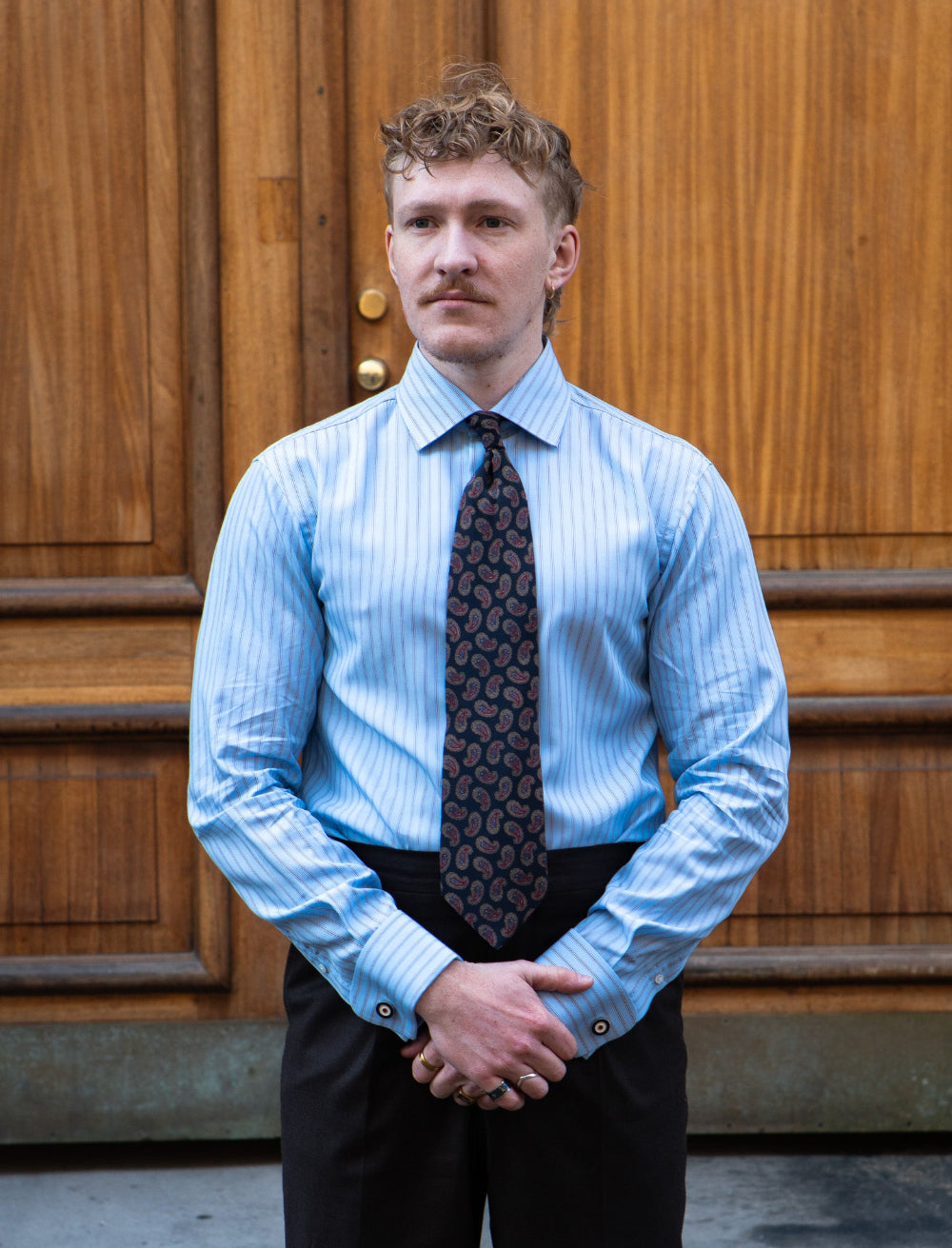 Ante - Poplin - Cutaway Krave - Lyseblå dobbelt strip