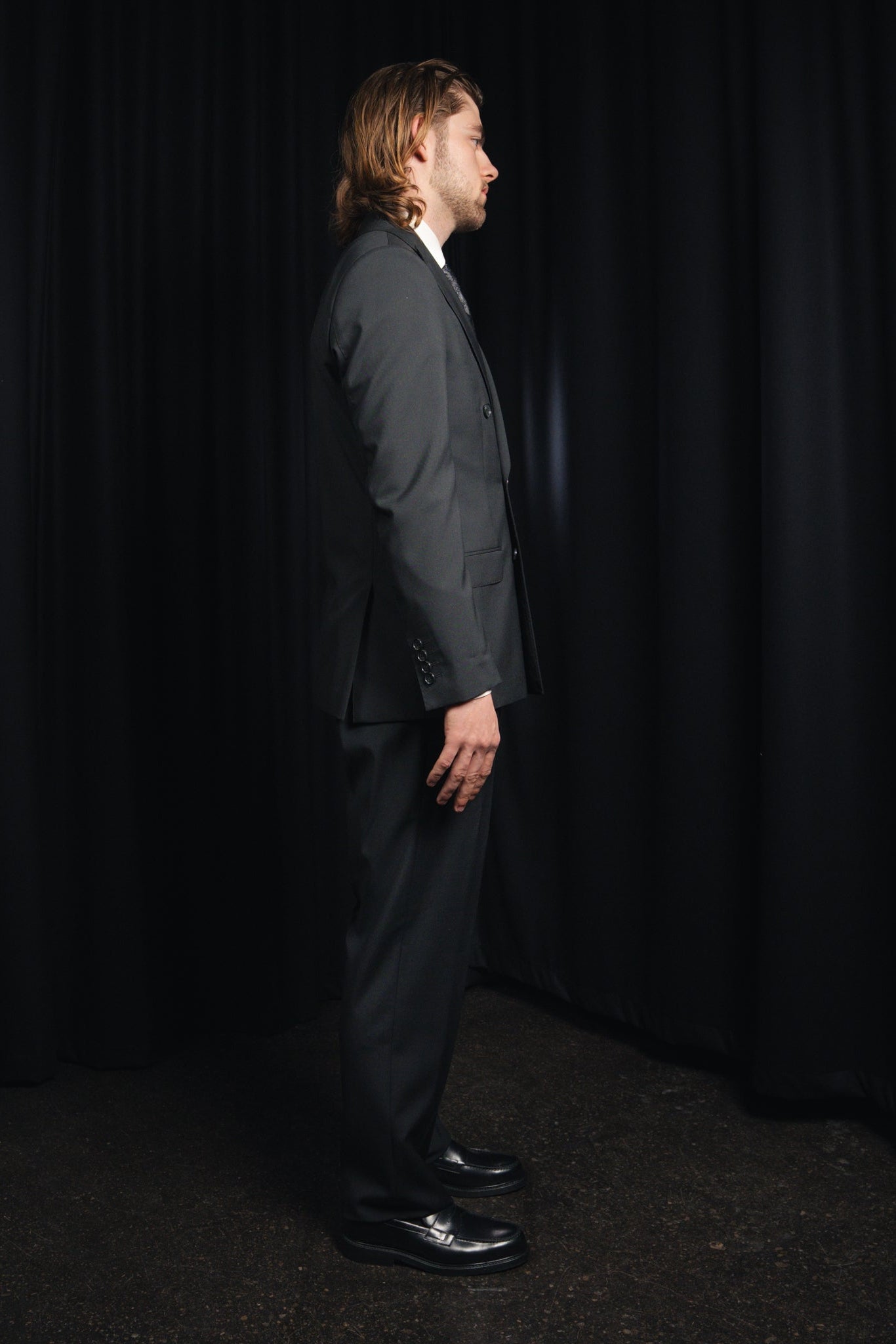 Suit - Double Breasted - Wool - Black