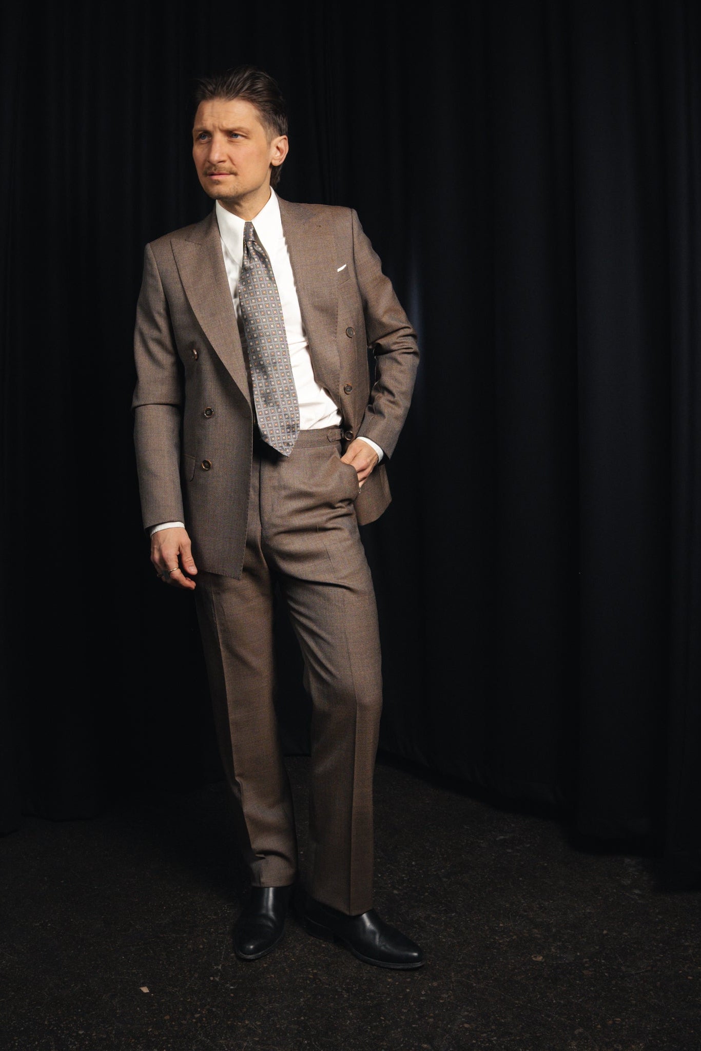 Suit – Double Breasted - Wool – VBC - Brown Melange