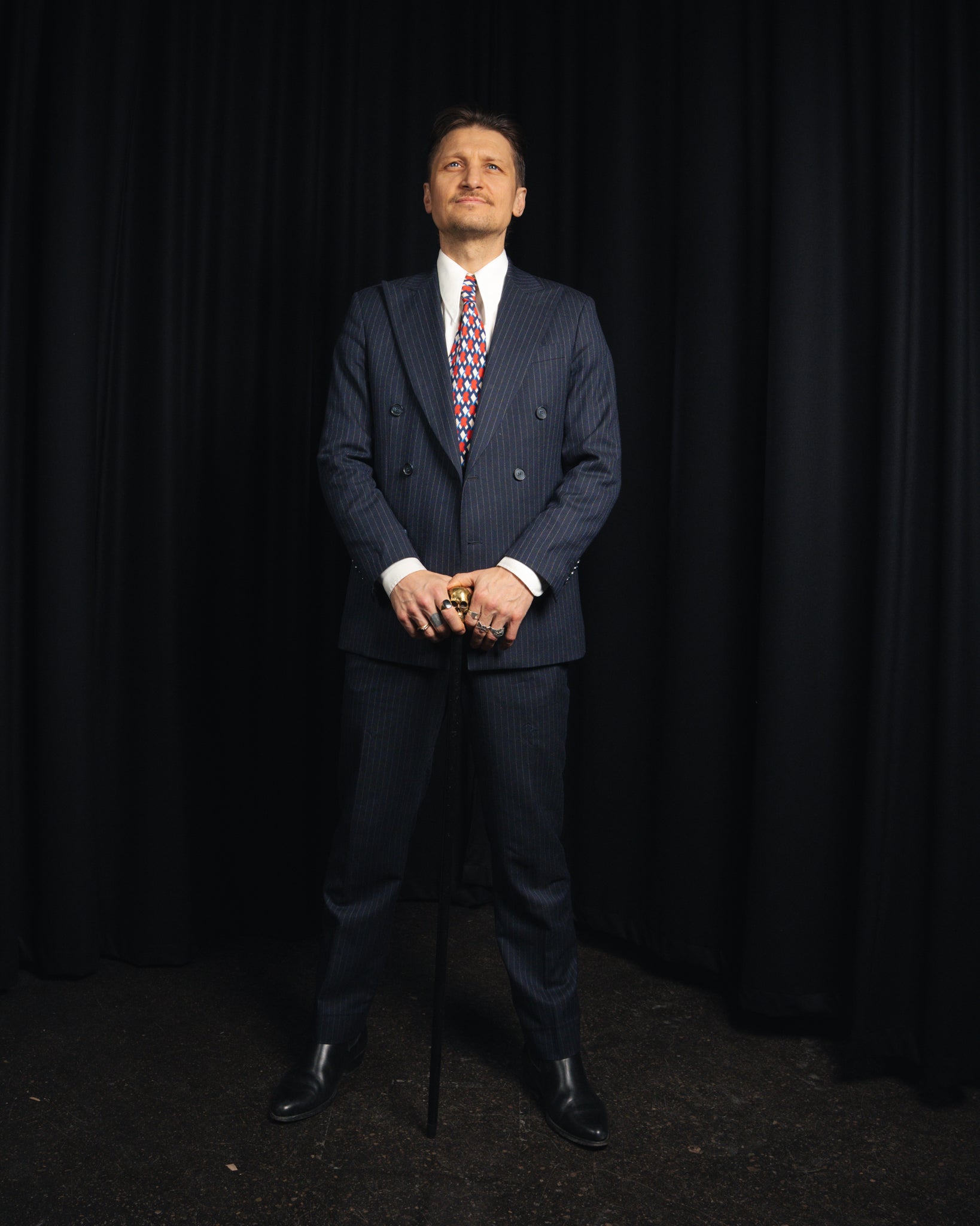 The Classic - Dobbeltradet - Flannel - Navy Pinstripe
