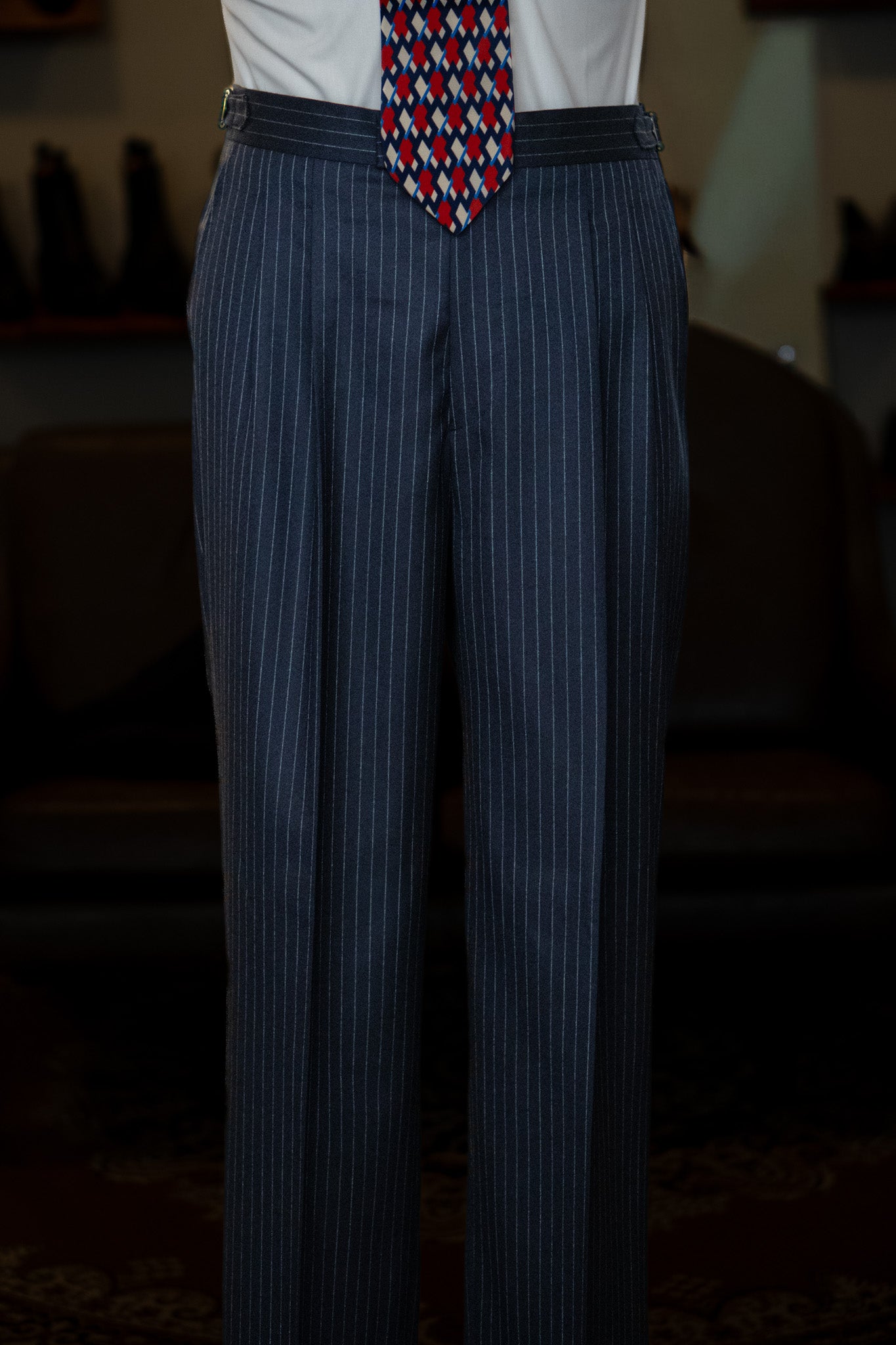 The Classic - Enkeltradet - Regular fit - Flannel - Navy Pinstripe