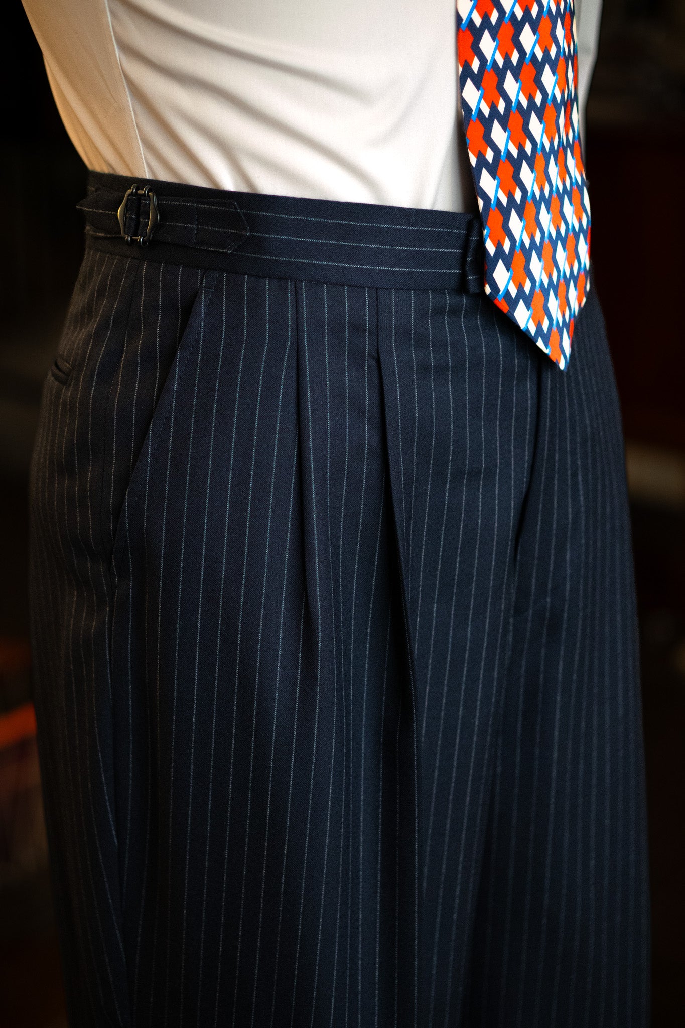 The Classic - Enkeltradet - Regular fit - Flannel - Navy Pinstripe