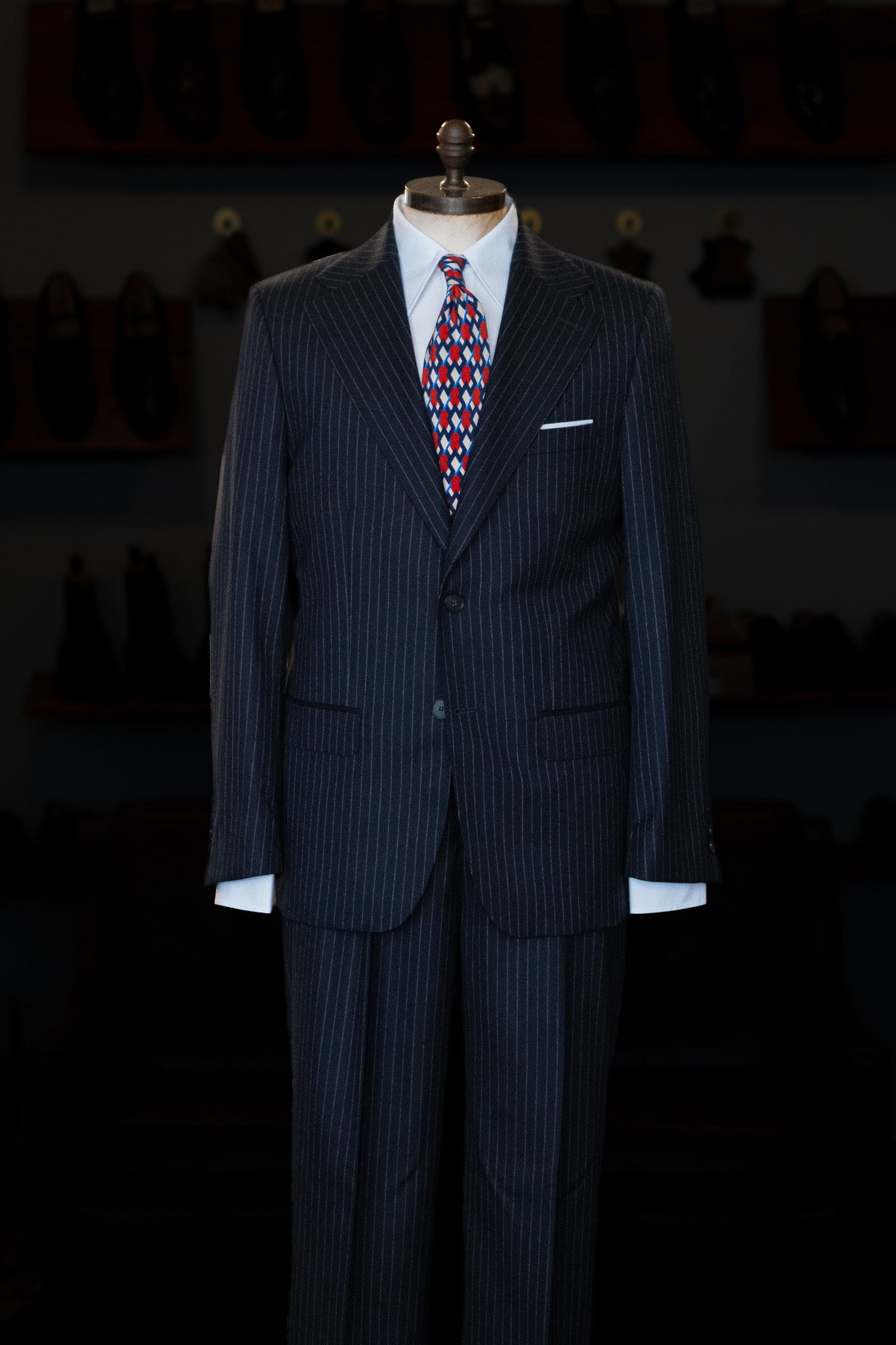 The Classic - Enkeltradet - Regular fit - Flannel - Navy Pinstripe